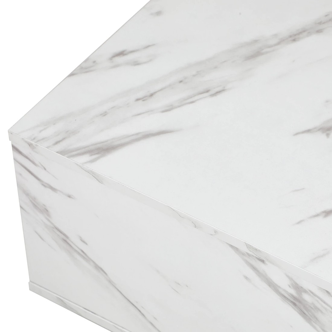 9 Oikiture Coffee Table Side Tables Sofa Cafe Desk Marble Effect Wooden
 - White, 9 of 10