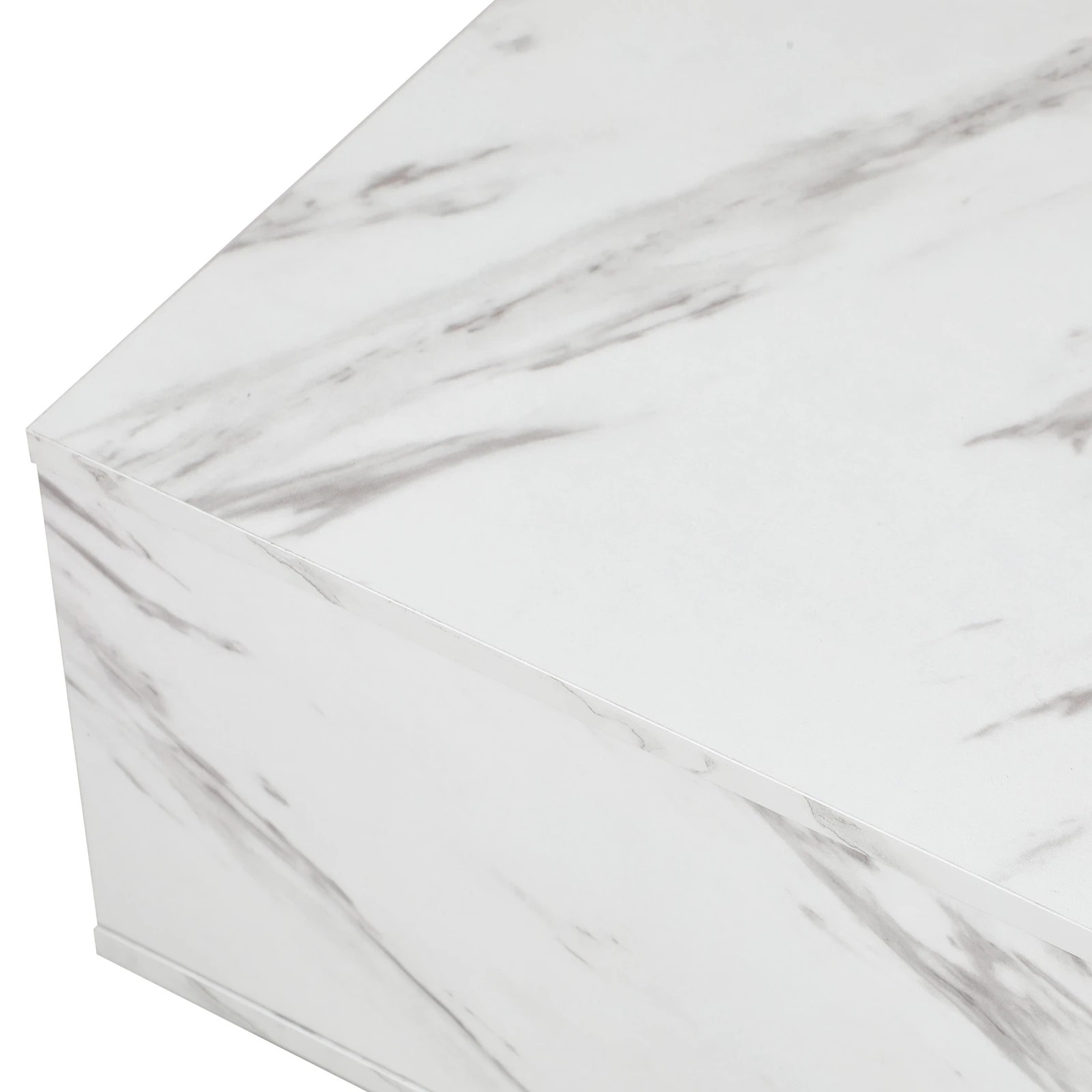 9 Oikiture Coffee Table Side Tables Sofa Cafe Desk Marble Effect Wooden
 - White, 9 of 10