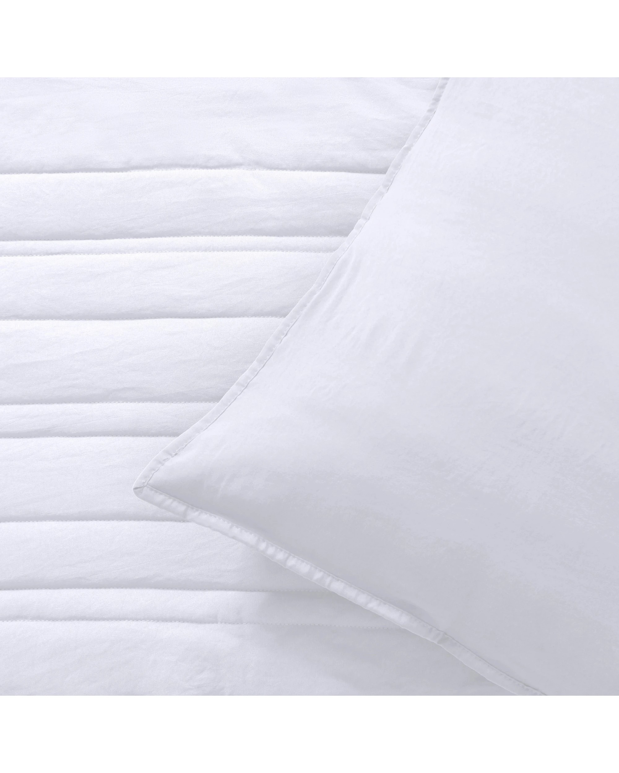 3 Dreamaker Superfine Washed Microfibre Stripe Quilted Coverlet Set - Queen/King - White, 3 of 7