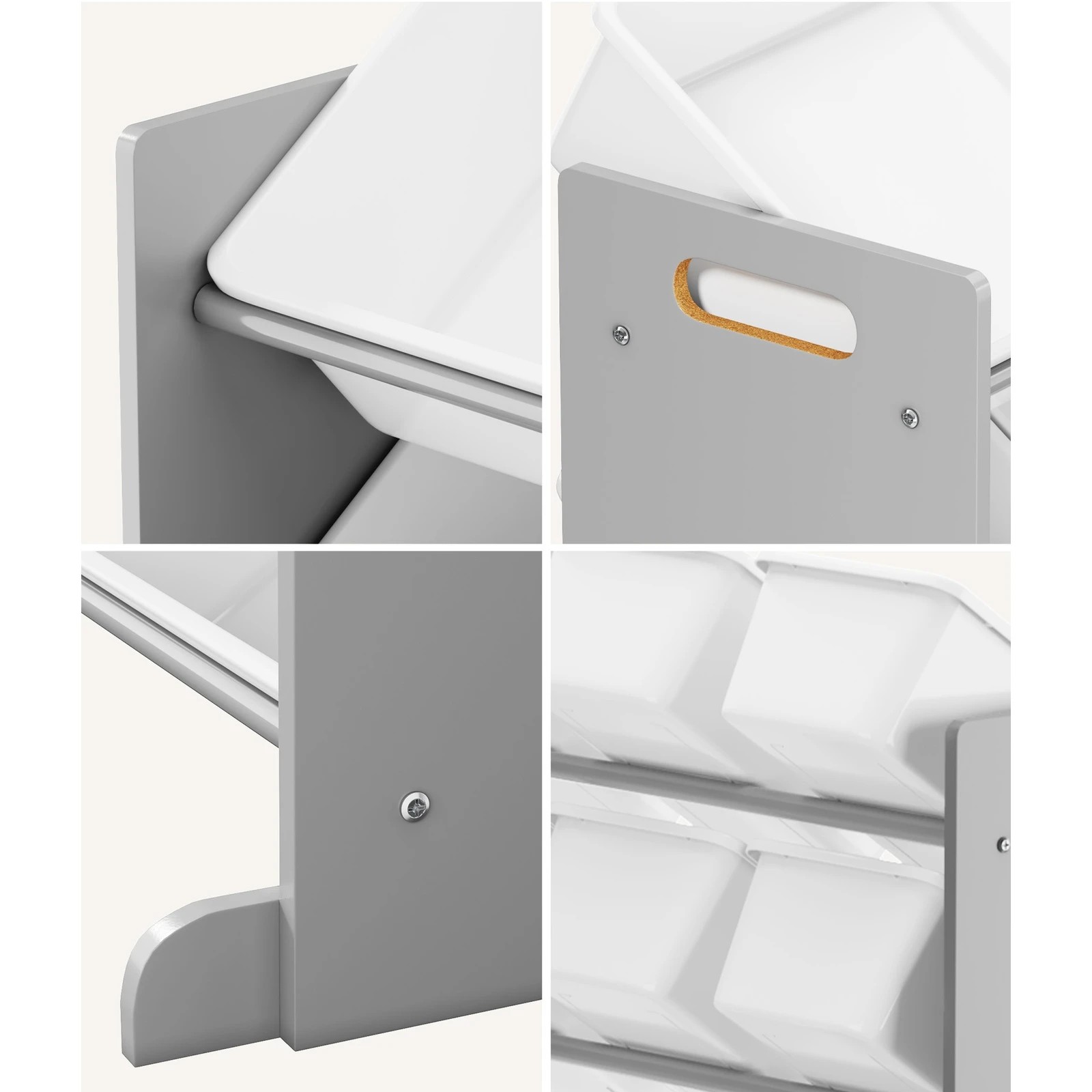 4 Oikiture Kids Toy Box Organiser 16 Bins Display Shelf Removable Drawer - Grey, 4 of 9