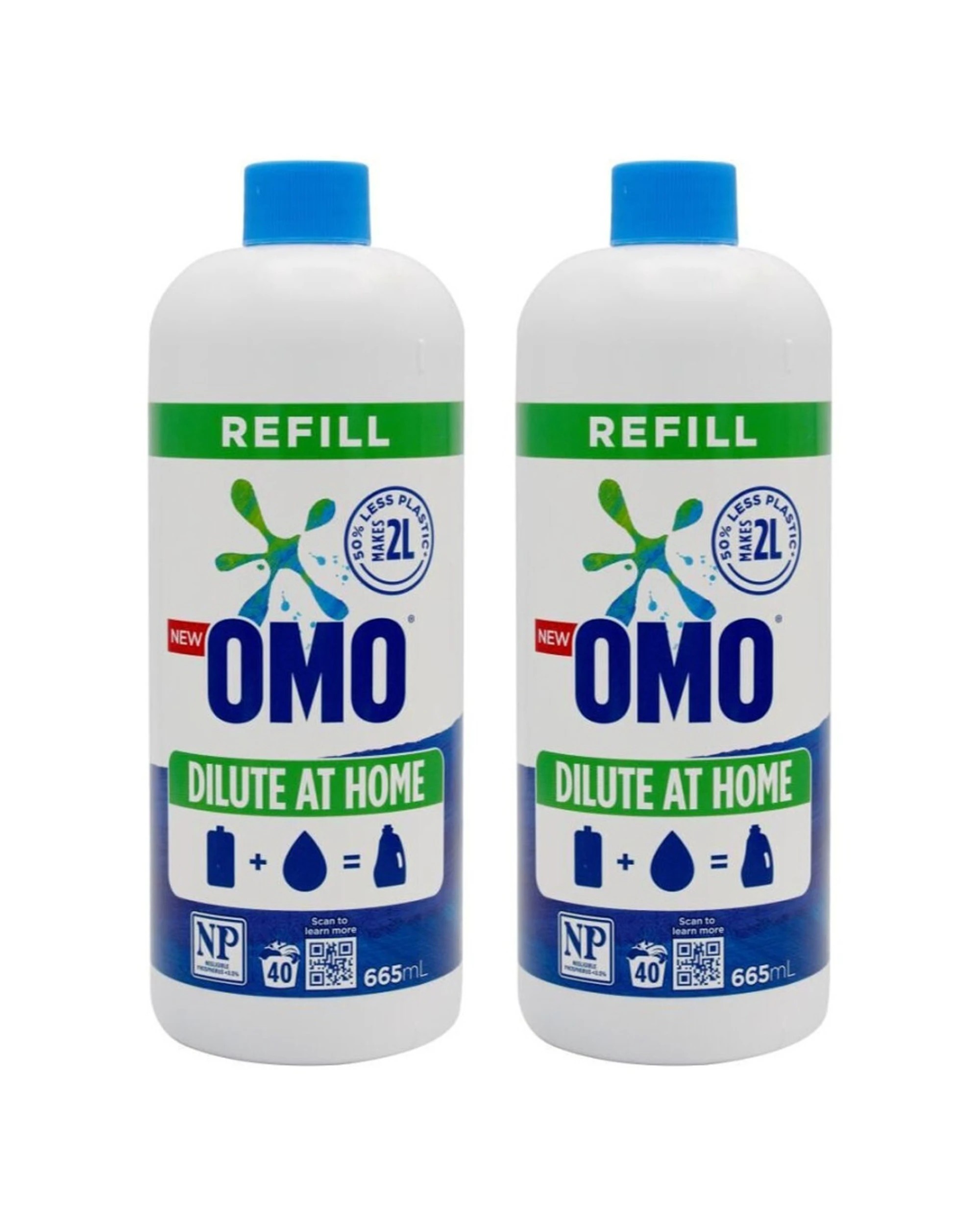 1 Omo Dilute At Home Refill Laundry Liquid Detergent 2PK 655ml Concentrated, 1 of 6