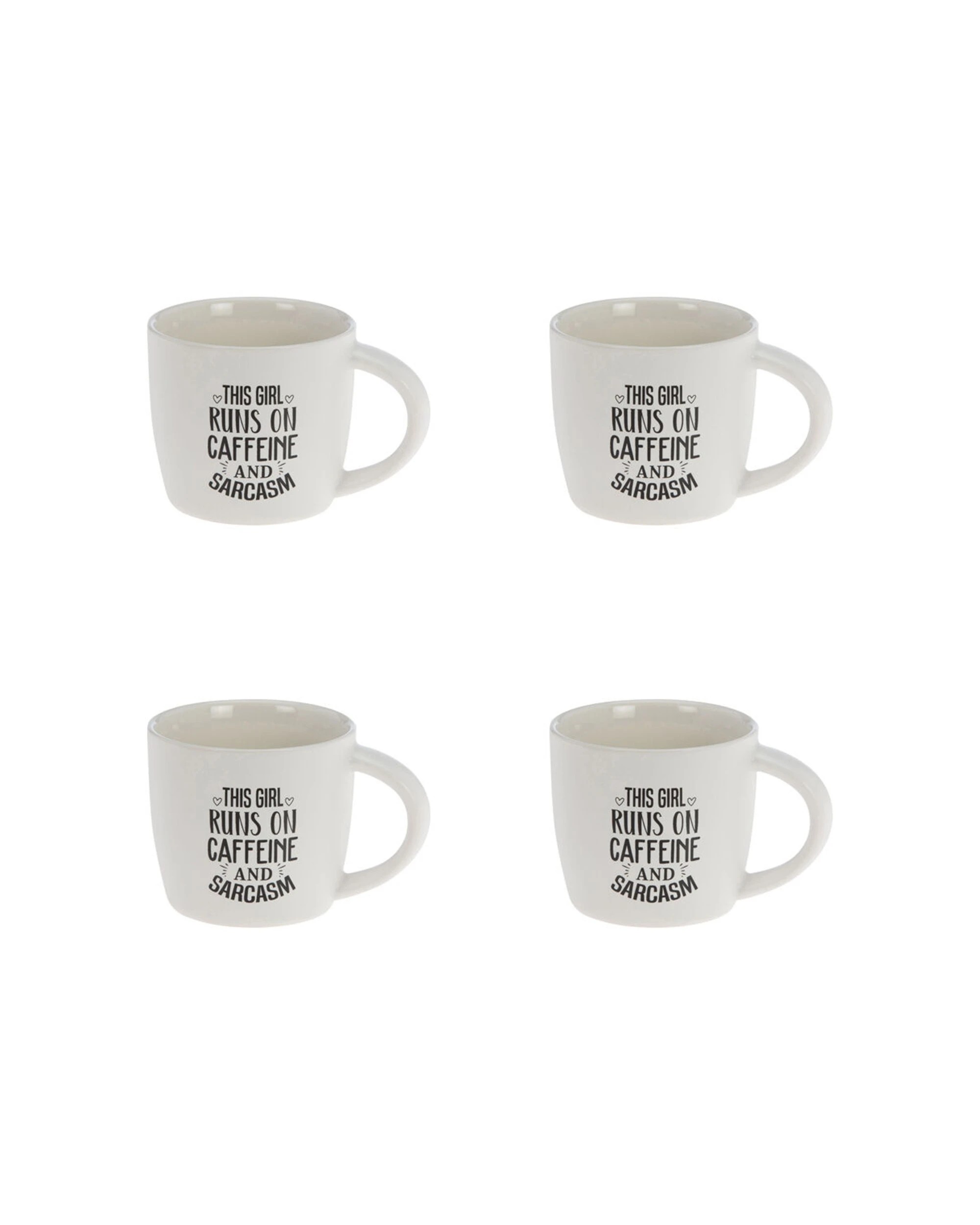 1 Bramble Bay 4PK Girl Coffee and Sarcasm Quote Novelty Coffee Mug Set - White, 1 of 2