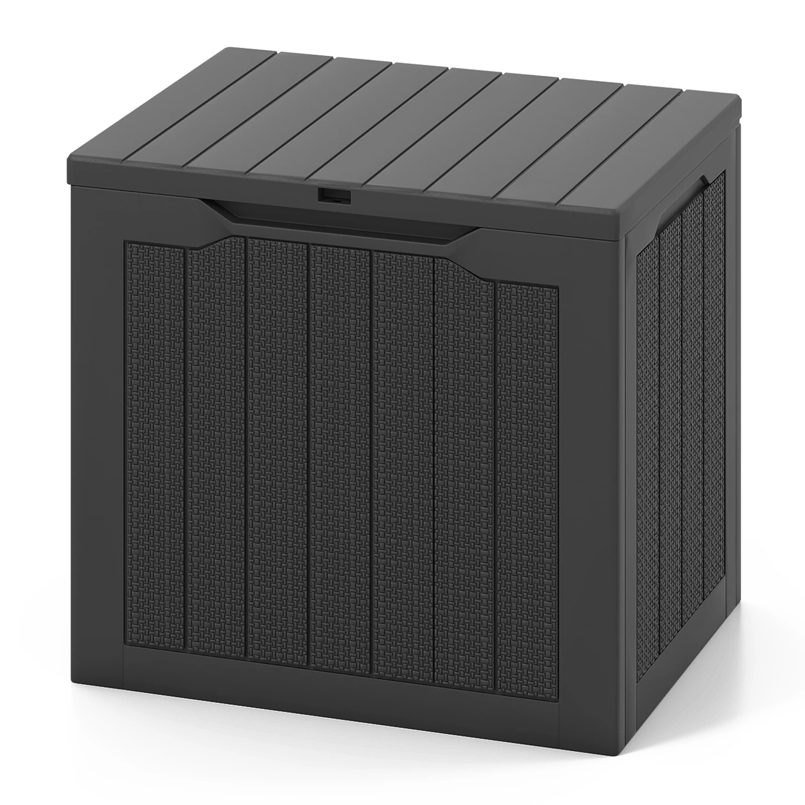 1 Costway 96L Outdoor Storage Box w/Lockable Lid Waterproof Patio Storage Bin - Black, 1 of 6