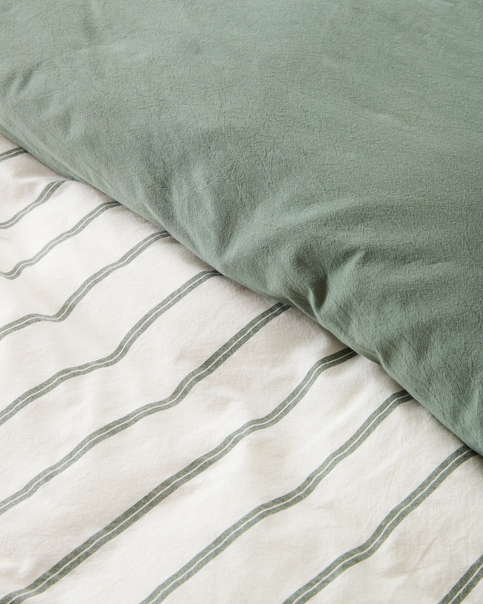 6 Arlo Stonewash Stripe Quilt Cover Set - Super King Bed - Green, 6 of 6