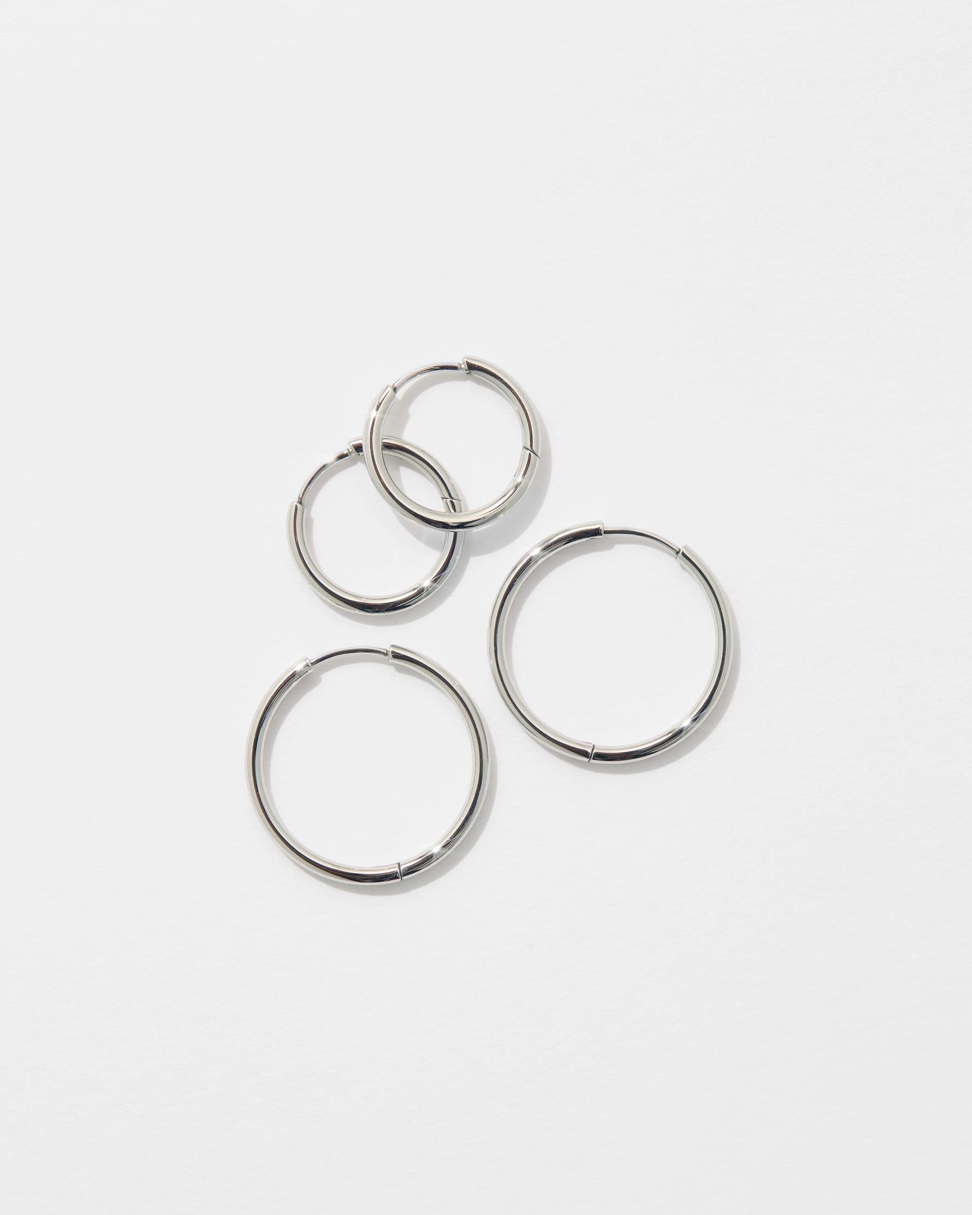 1 Target Waterproof 2 Pack Fine Hoop Earrings Set SILVER, 1 of 2
