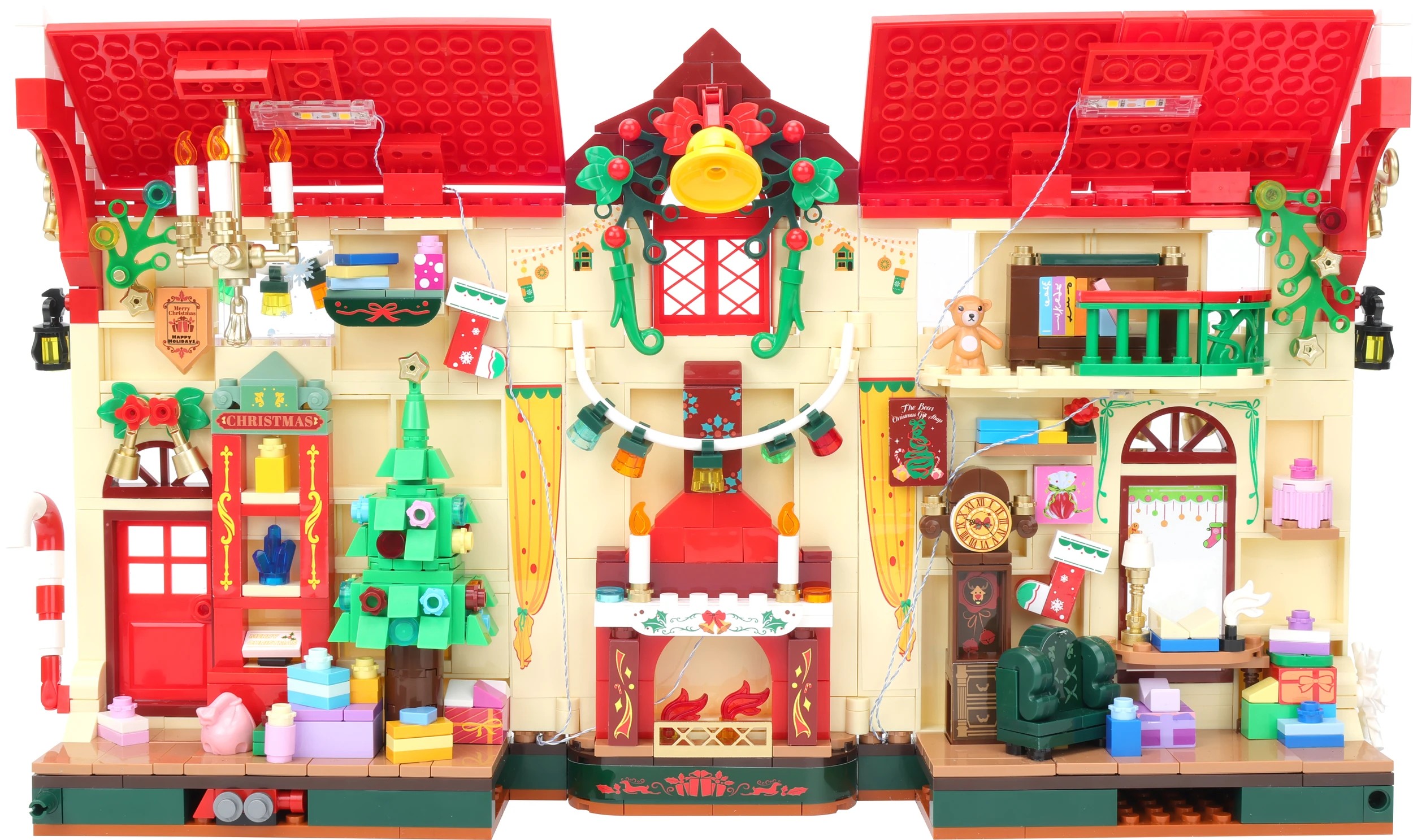 800 Piece Blocks Light Up Christmas Book Nook - Kmart