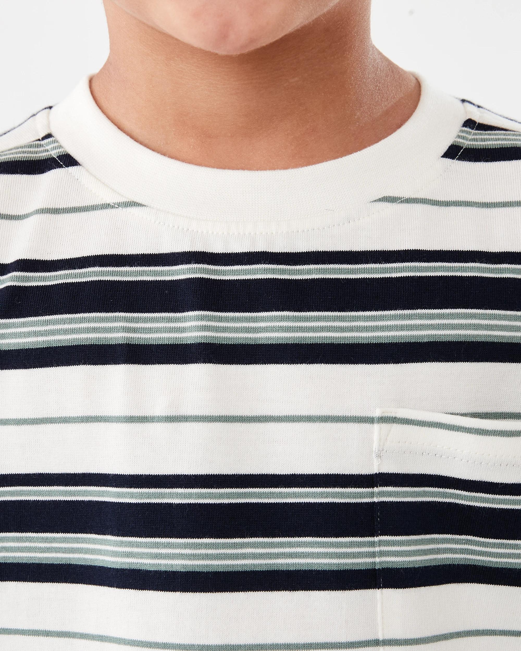 4 Long Sleeve Stripe T-shirt with Pocket Wht Stripe, 4 of 8