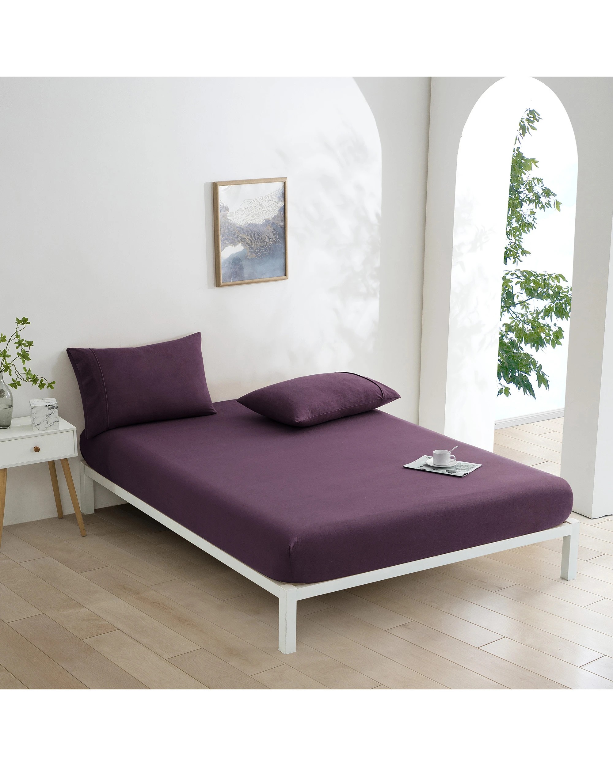 1 Dreamaker Micro Flannel Combo Fitted Sheet Set - Double Bed - Cherry, 1 of 7