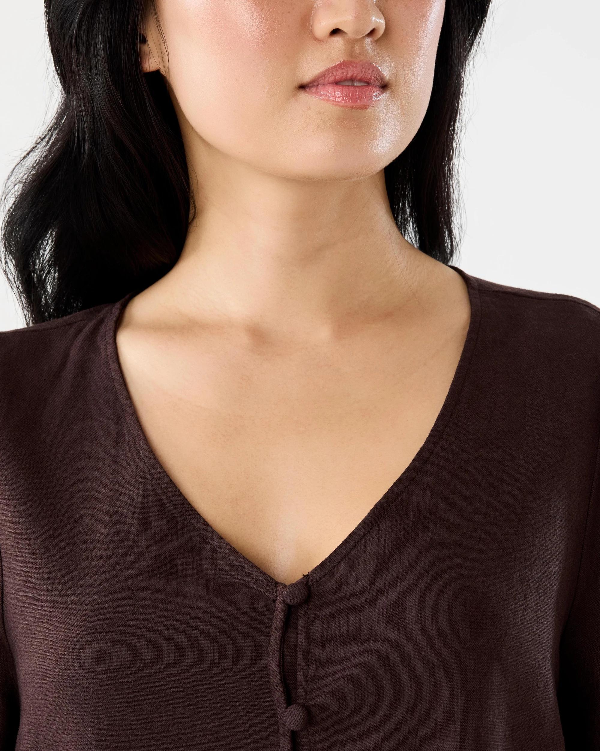 5 Short Sleeve Linen Blend Flutter Femme Top Cbean, 5 of 8