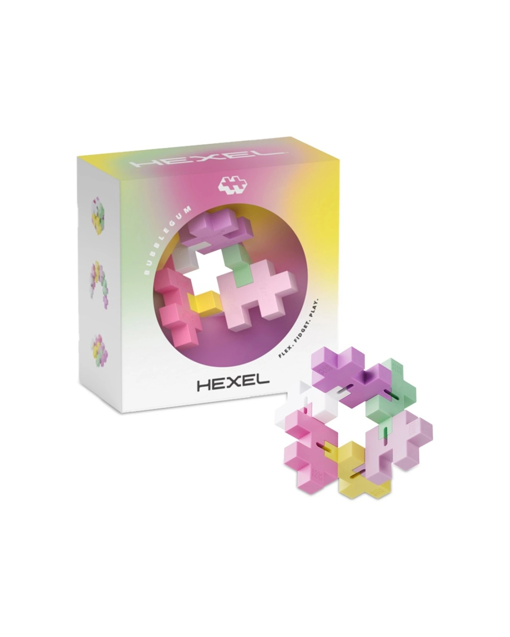 1 Plus-Plus Hexel Fidget Toy Bubblegum Kids Child 6 Interconnected Blocks, 1 of 3