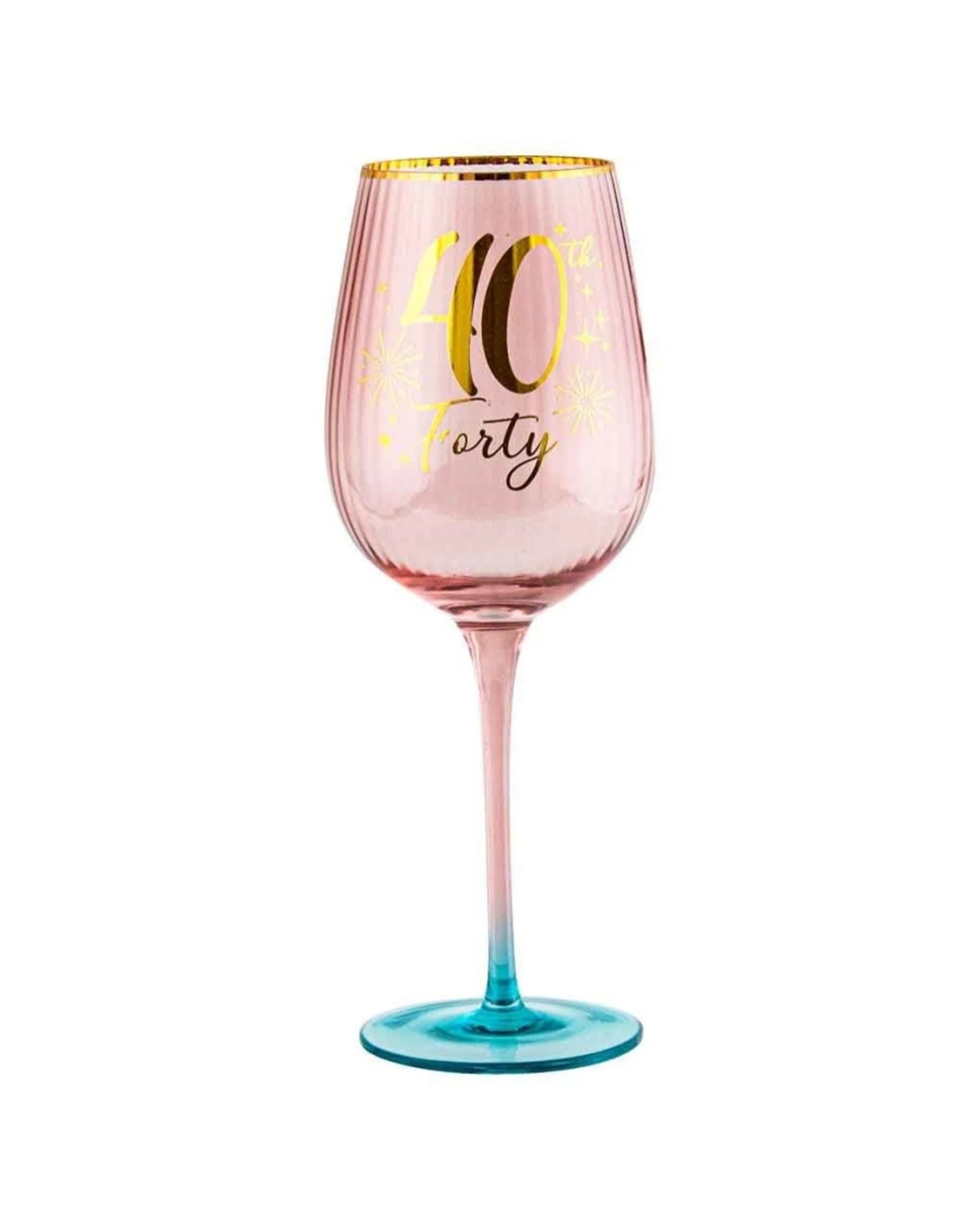 1 LMD Fluted Wine Drinking Glass Happy 40th Birthday - Pink, 1 of 1