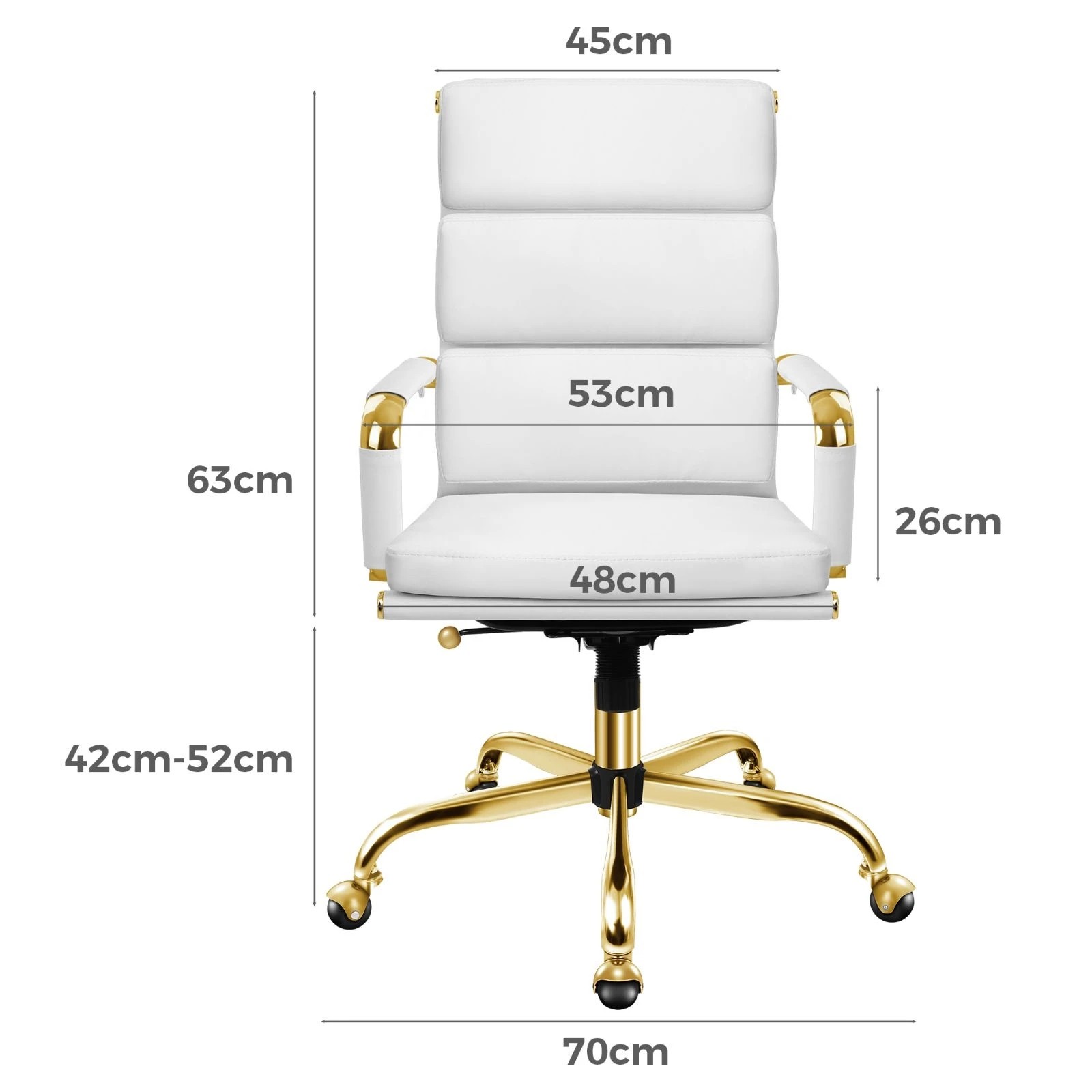 8 Alfordson Office Chair Ergonomic Paddings Executive Computer Work Seat High Back - White, 8 of 10