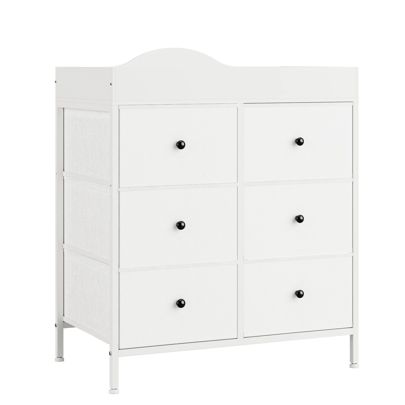 1 Advwin Baby Change Table with 6 Storage Fabric Drawers - White, 1 of 9