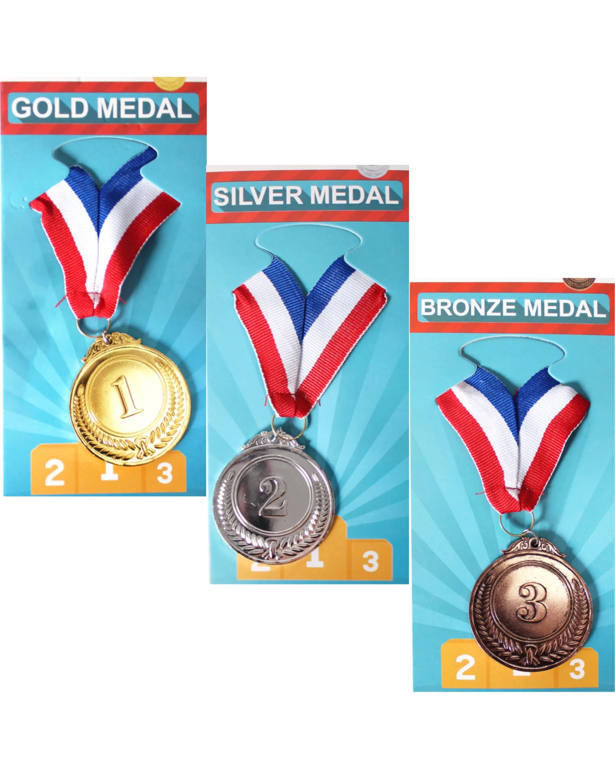 9 BR Costumes Set of 3 Medals for Sports Day Awards - Gold, Silver, Bronze, 9 of 9