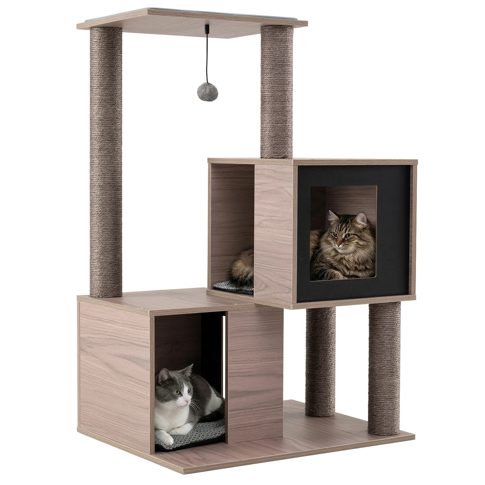 6 Costway 93cm Modern Cat Tree Multi-Level Cat Tower w/Wooden Condos, 6 of 6