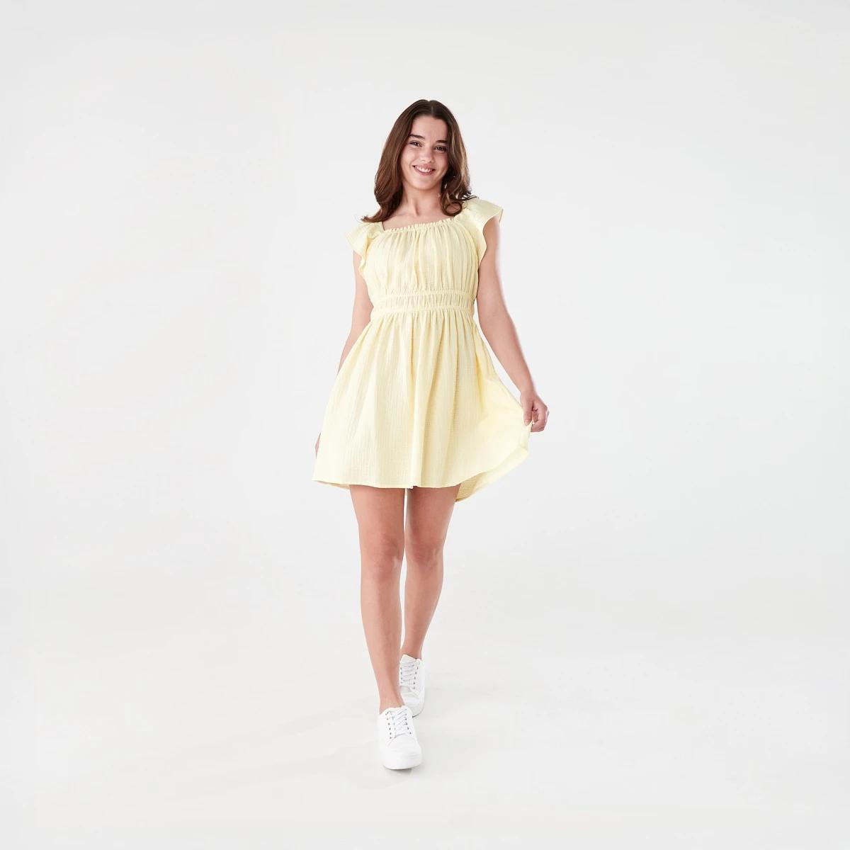 7 Shirred Frill Dress BUTTER CREAM, 7 of 8