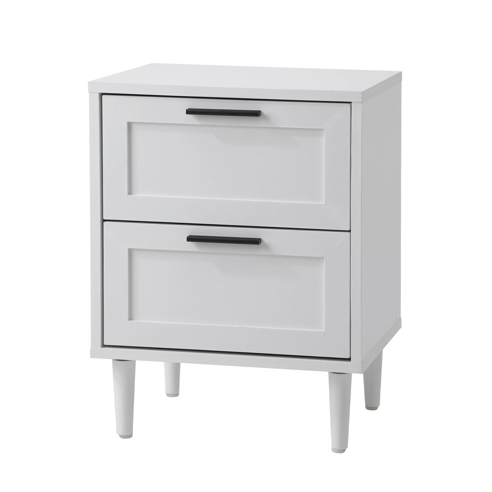 1 Oikiture Bedside Table Nightstand 2 Drawers Side End Table Storage
 - White, 1 of 10
