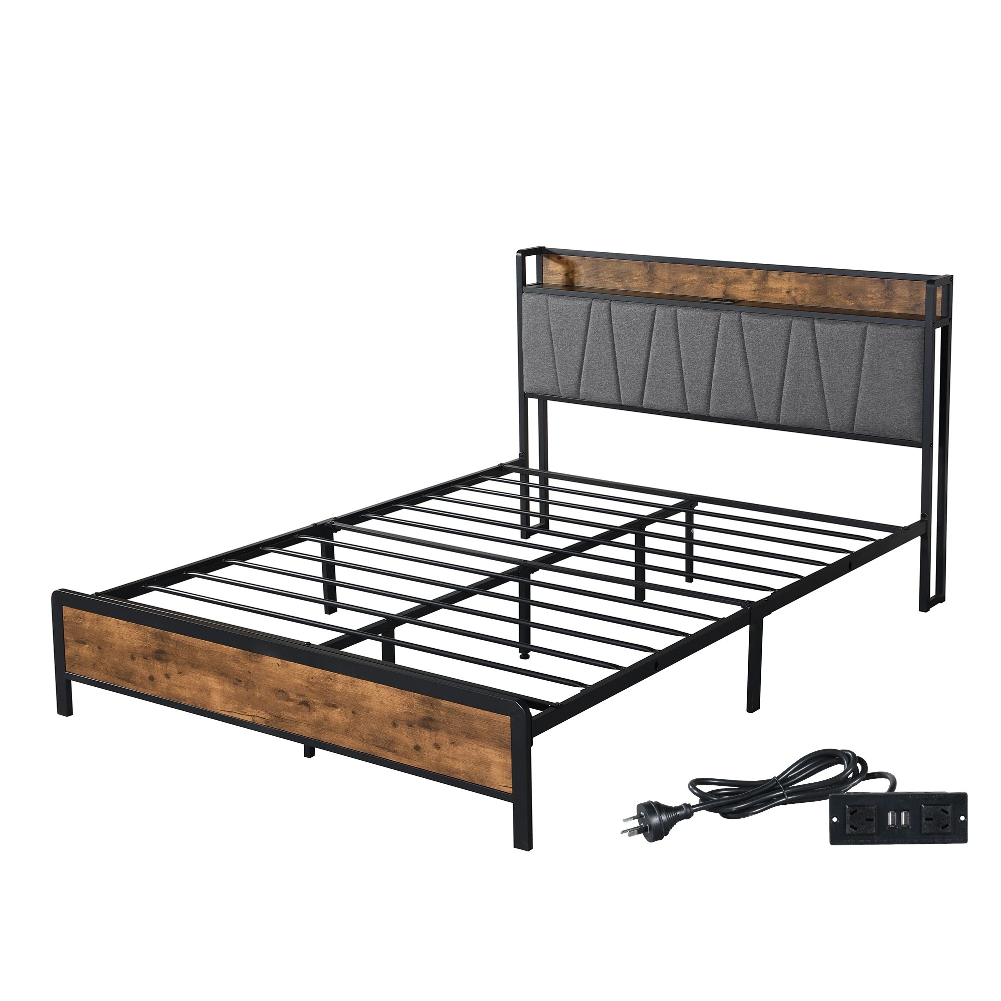 1 Levede Usb Port Bed Frame - Queen, 1 of 5