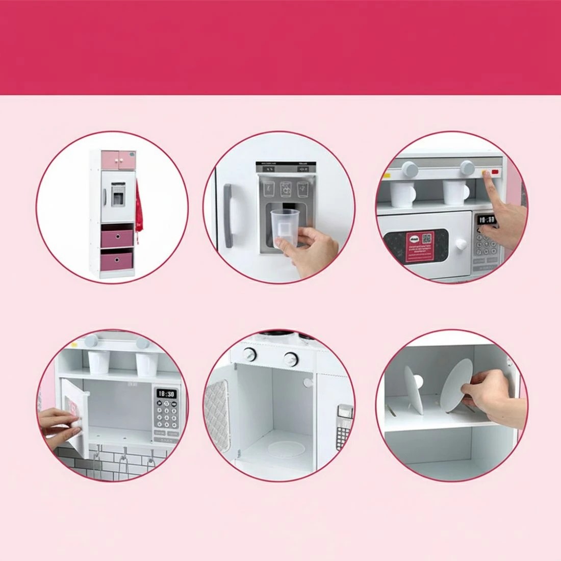 6 Keezi Kids Kitchen Playset 2 Piece en Pretend Play Coffee Maker Toy 100CM - Pink, 6 of 8