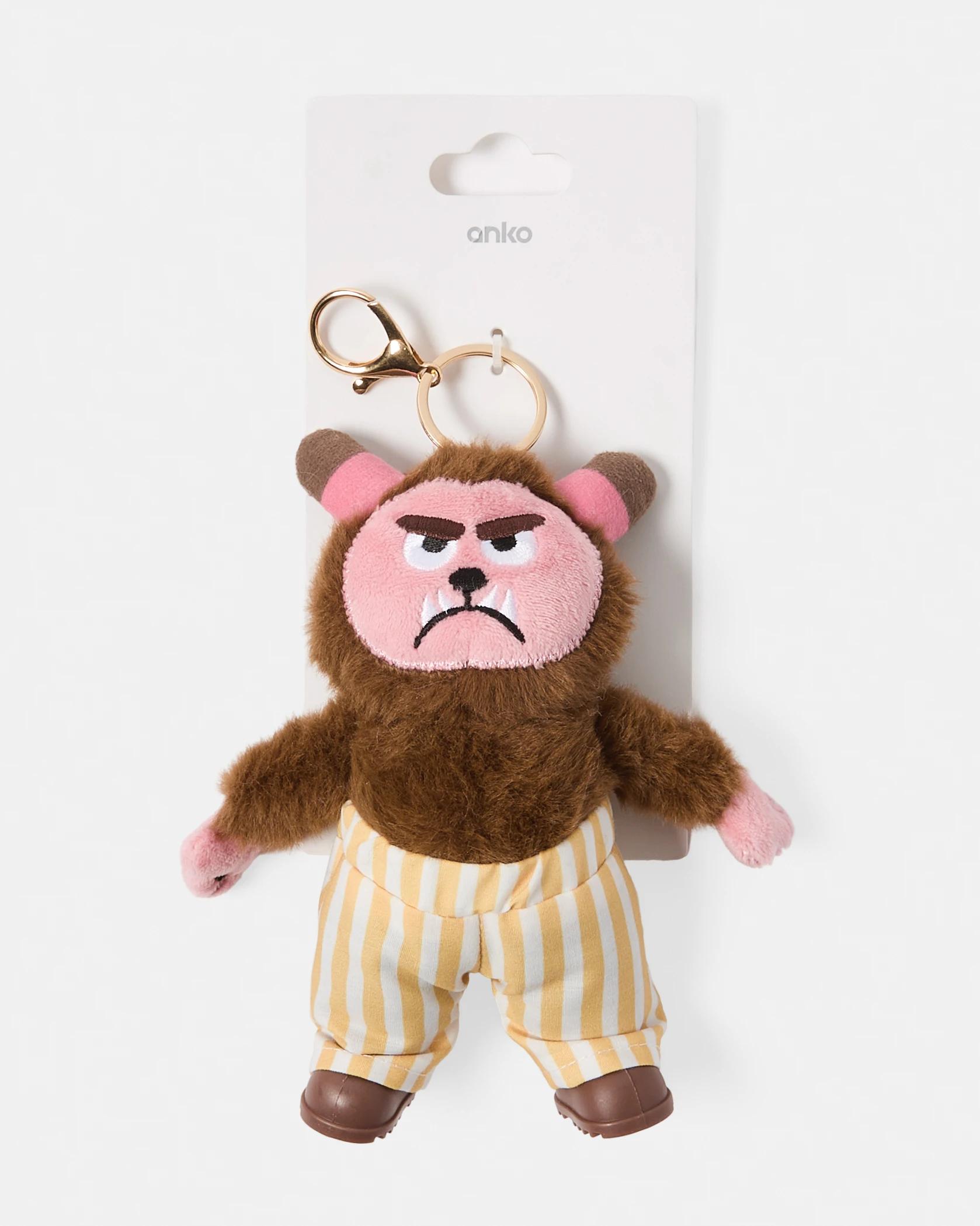 3 Shorts Monster Charm Keyring - Brown, Pink and Gold Tone Brown, 3 of 3