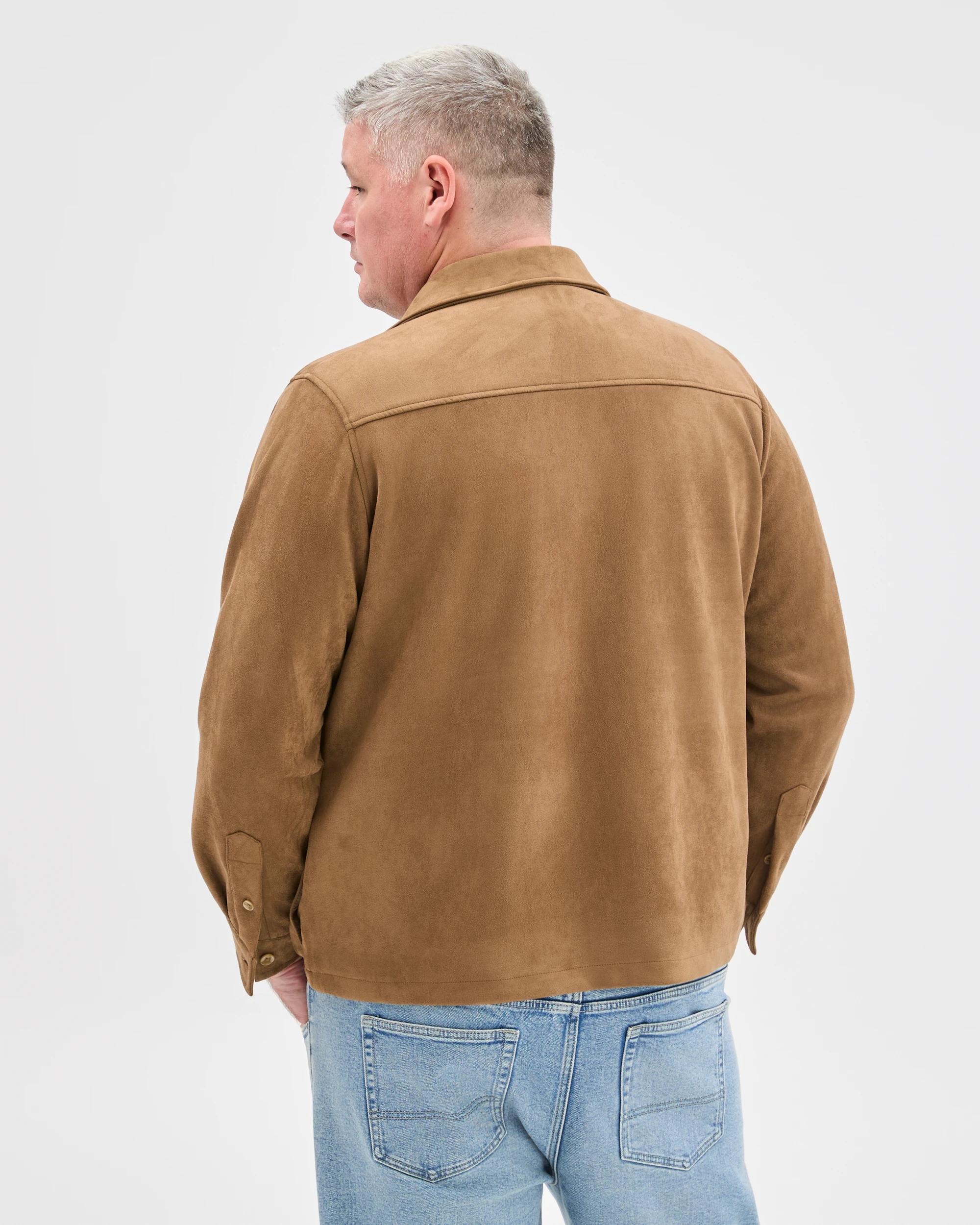 6 Target Man Plus Size Suede Overshirt TAN, 6 of 6