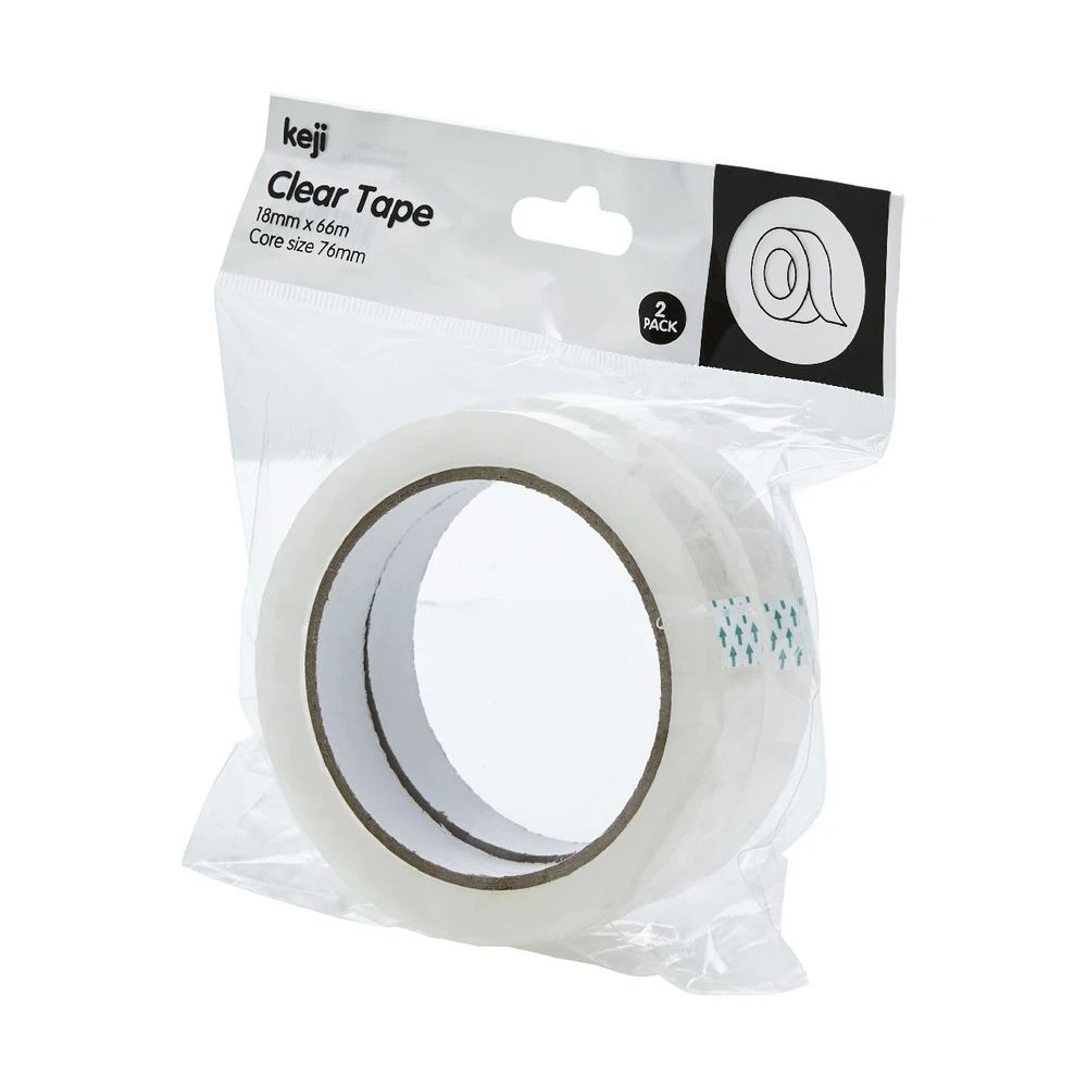 2 Keji Adhesive Tape 18mm x 66m Clear 2 Pack, 2 of 5