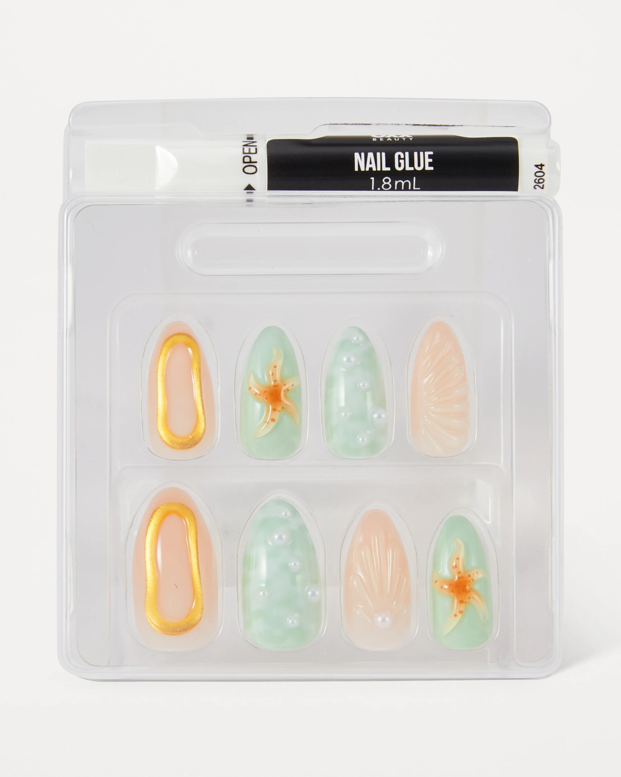 3 OXX Beauty 24 Pack Artificial Nails with Adhesive - Stiletto Shape, 3D Mermaid, 3 of 4