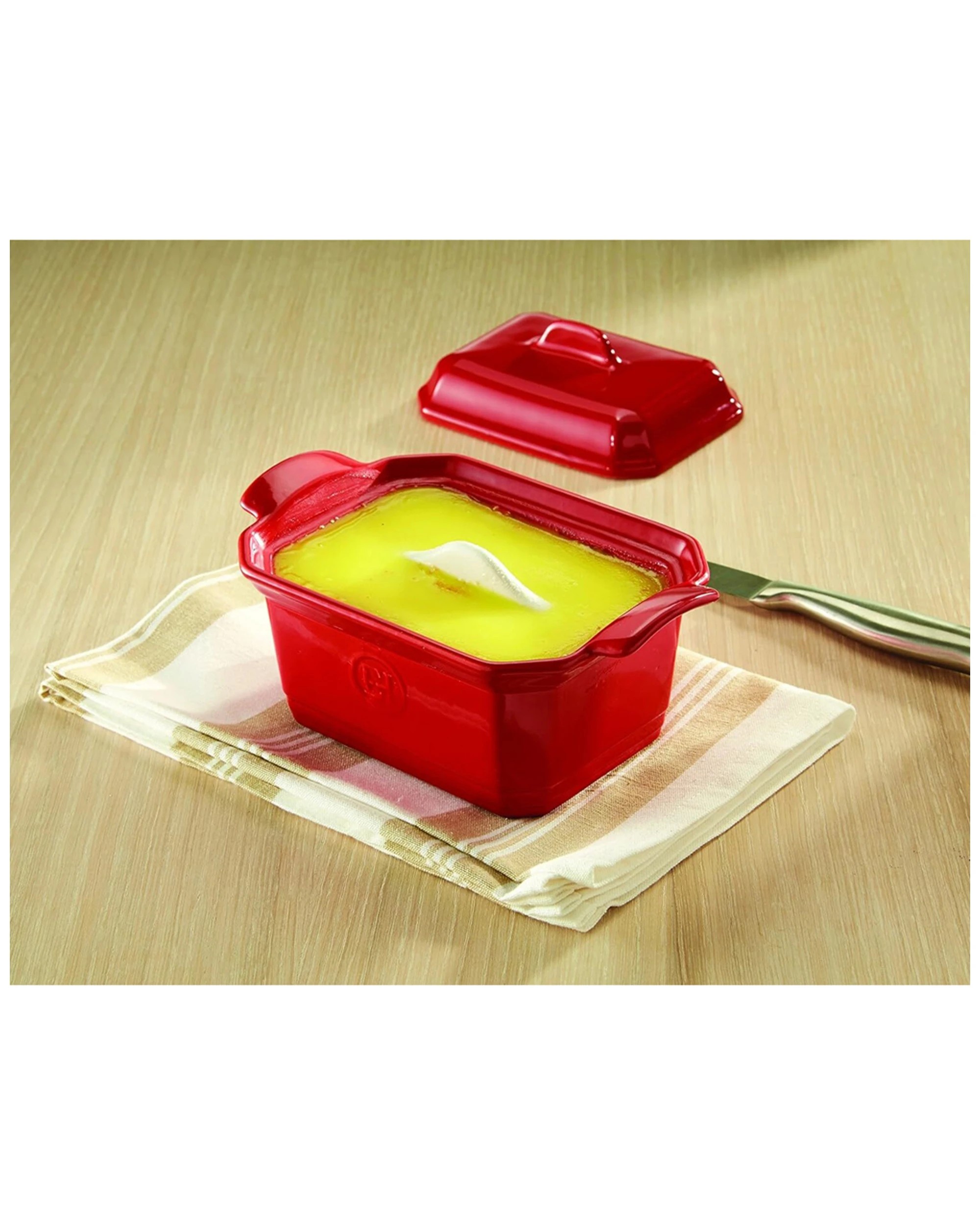 3 Emile Henry 19cm Ceramic Terrine & Press Flour Dish W/ Lid Oven Bake Burgundy
 - Burgundy, 3 of 3