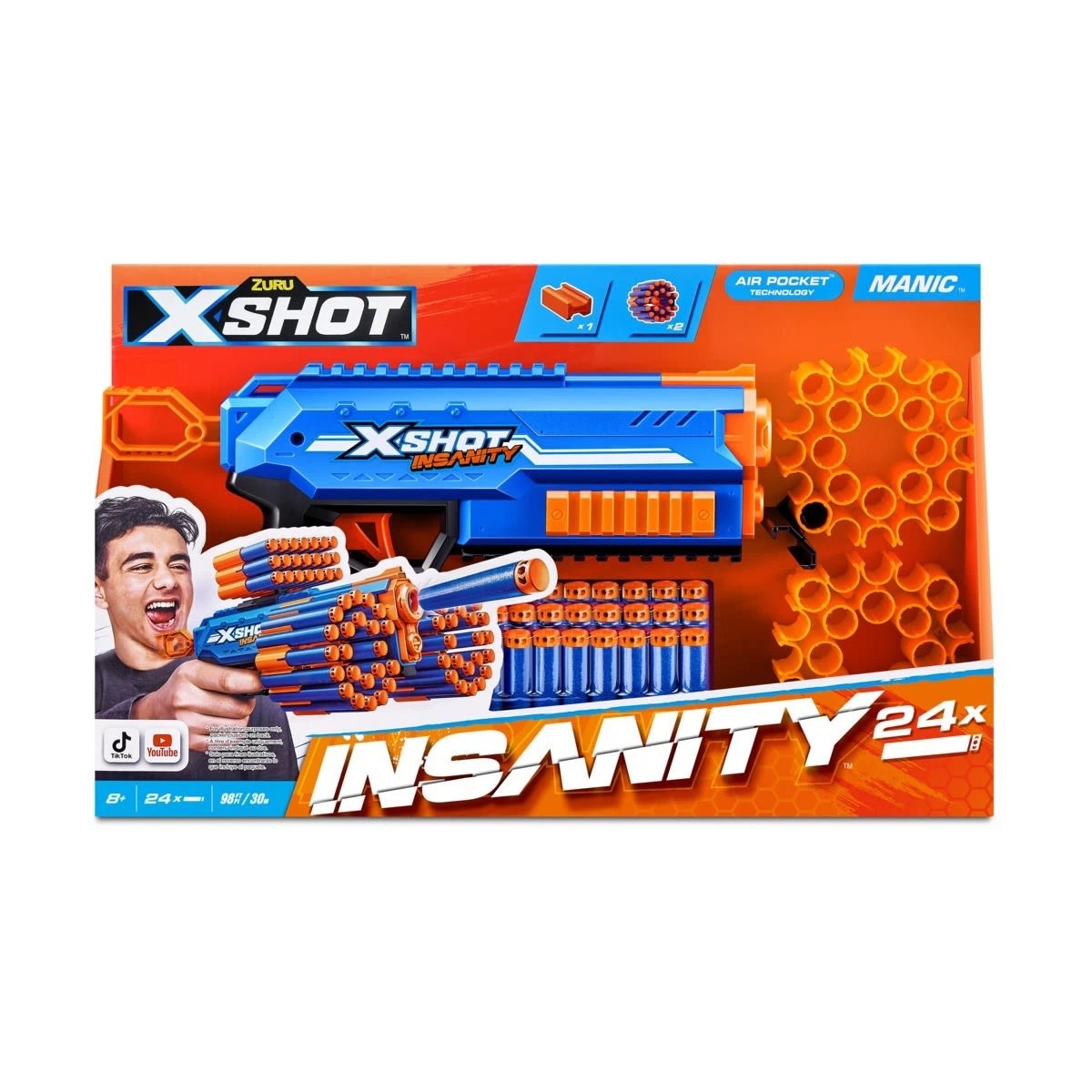 1 Zuru X-Shot Insanity Manic Blaster 24 Darts, 1 of 10