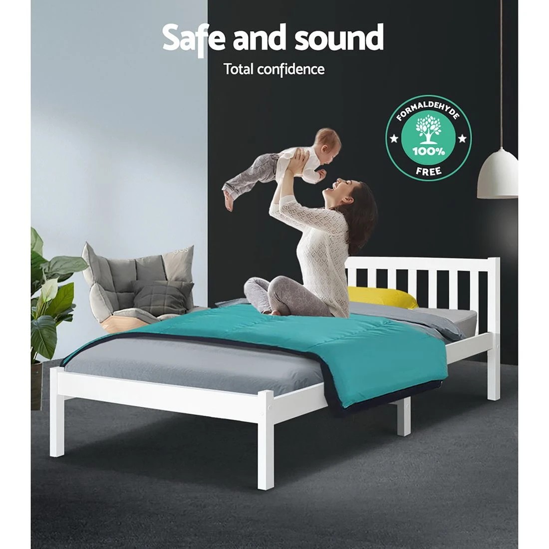 10 Artiss Bed Frame King Single Size Wooden  SOFIE - White, 10 of 10