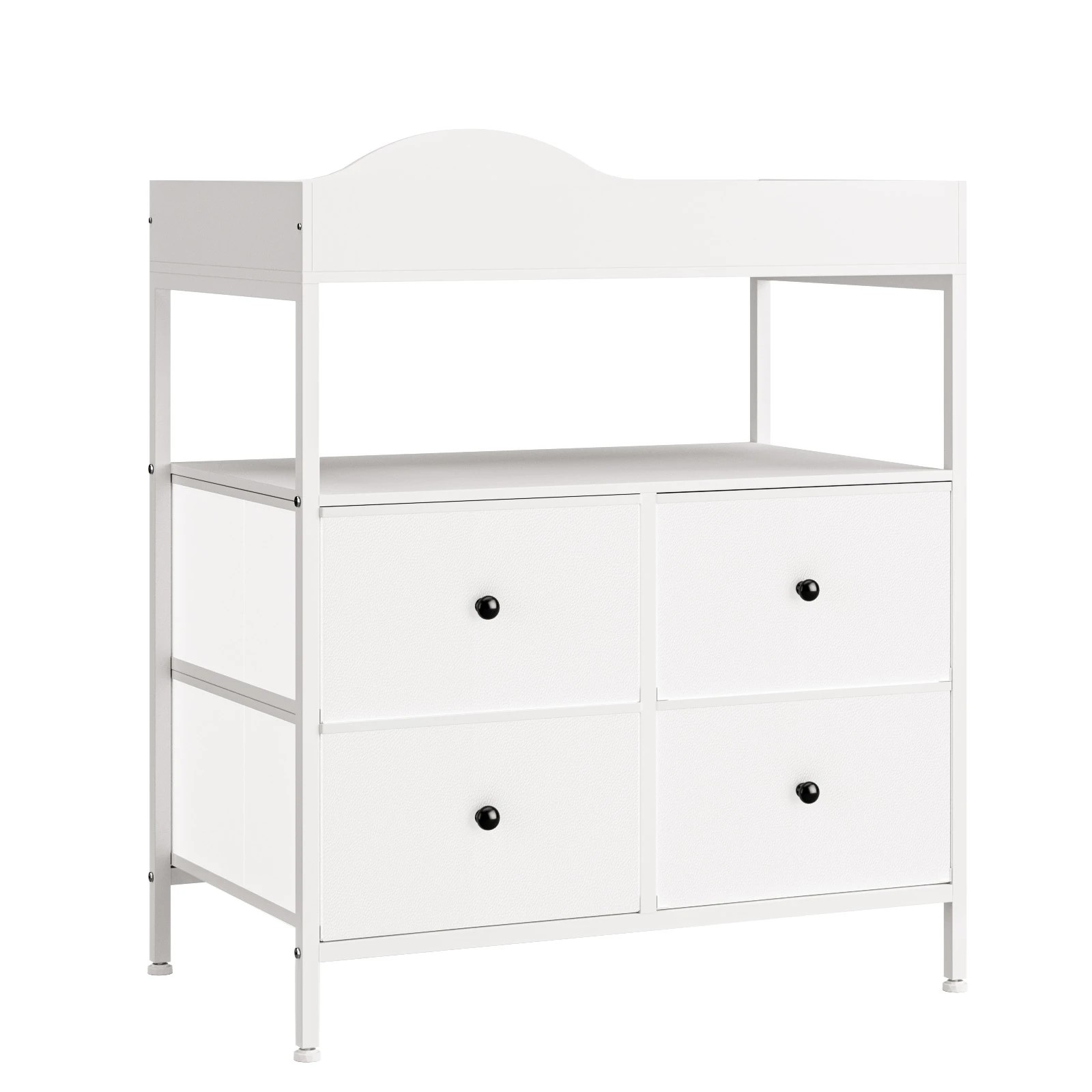 1 Advwin Baby Change Table with 4 Storage Fabric Drawers - White, 1 of 9