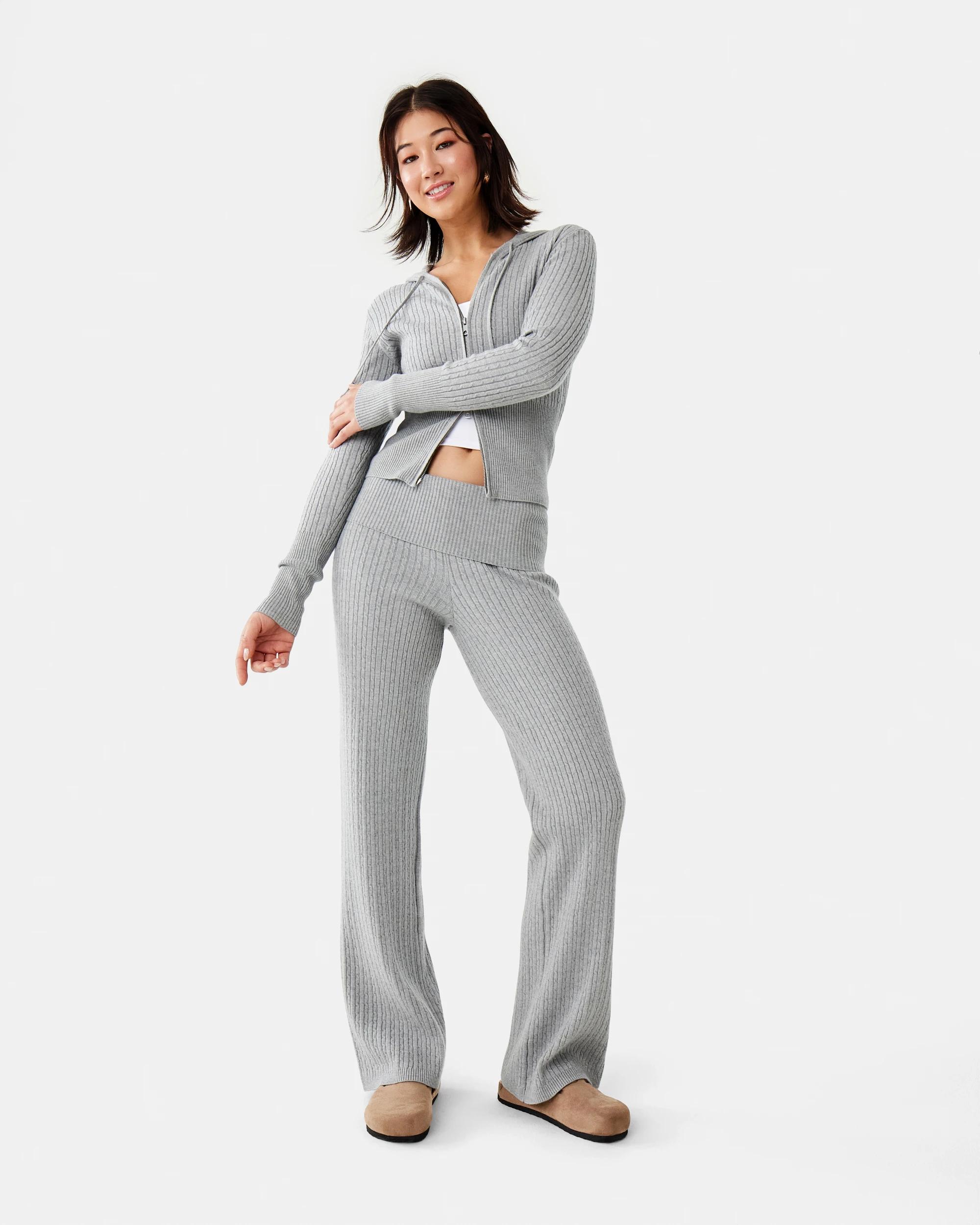 2 True Knit Cable Fold Over Pants Grey Marle, 2 of 8