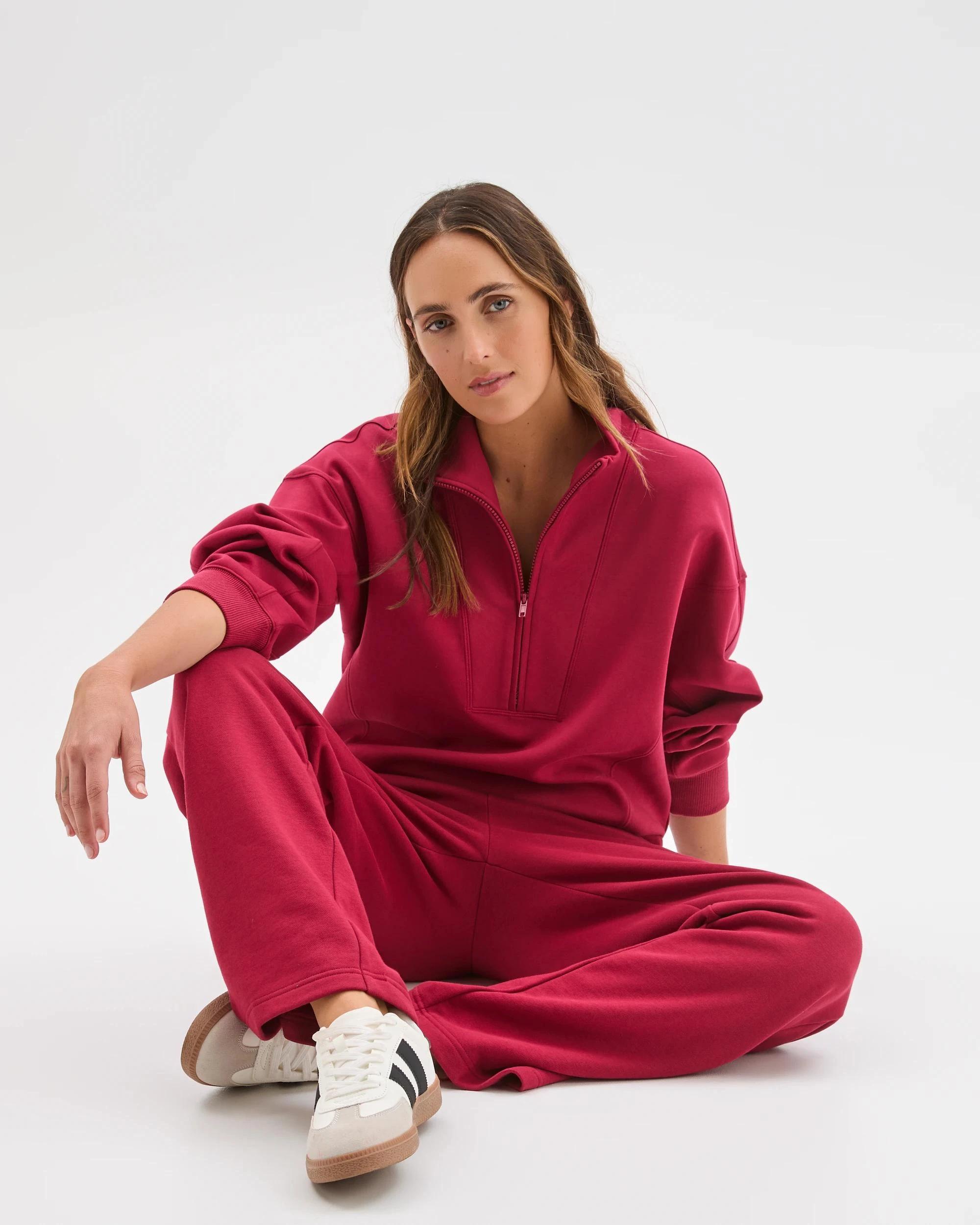 2 Target Active Australian Cotton Blend Straight Leg Fleece Trackpants DARK RED, 2 of 6