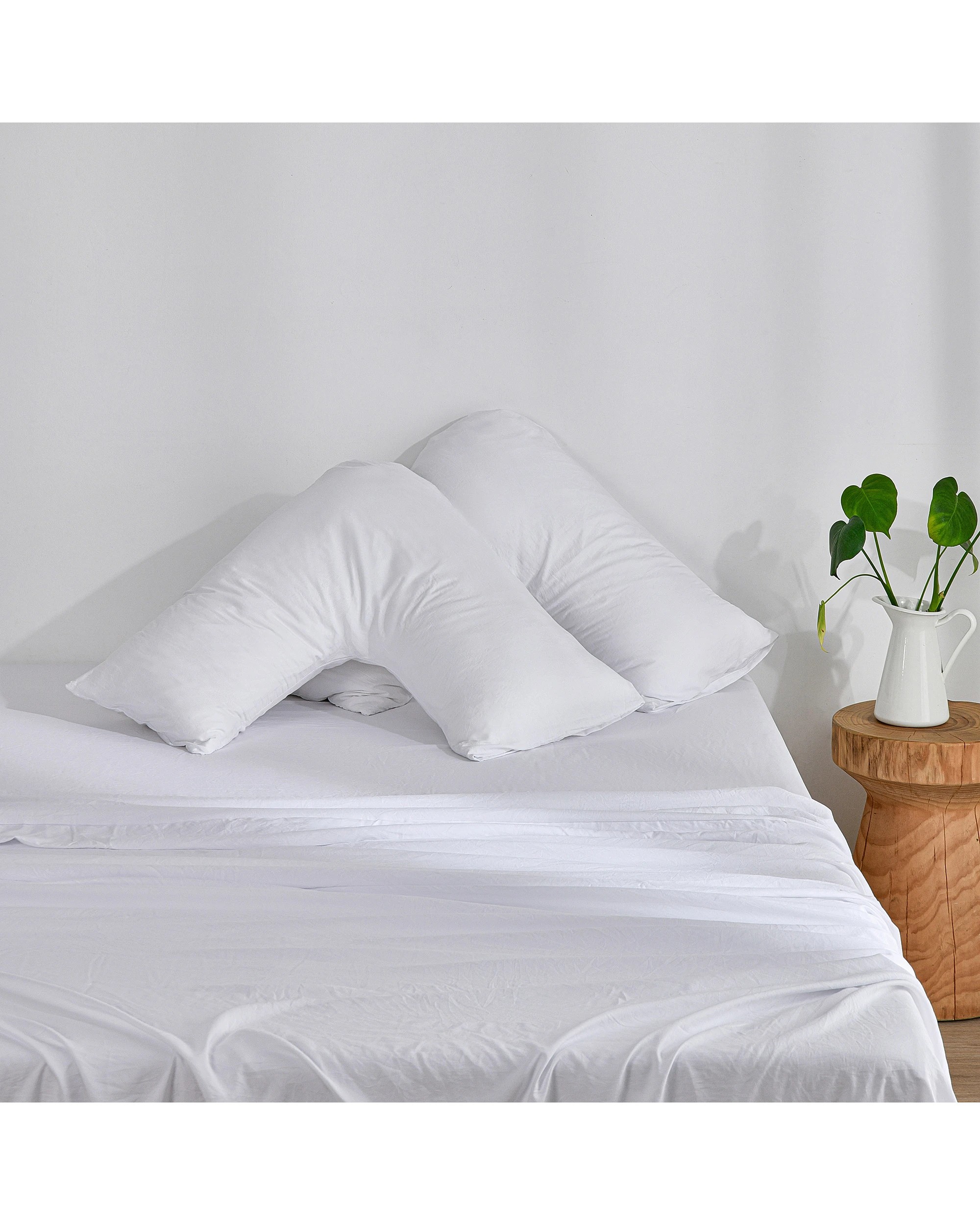 1 Dreamaker Superfine Washed Microfibre V-Shape Pillowcase Twin Pack - White, 1 of 4