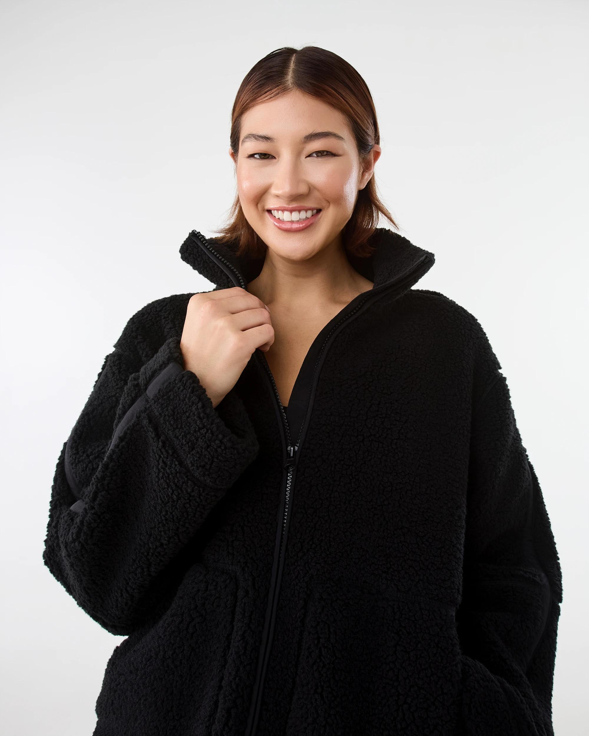 6 Active Womens Outdoor Sherpa Jacket Black, 6 of 9