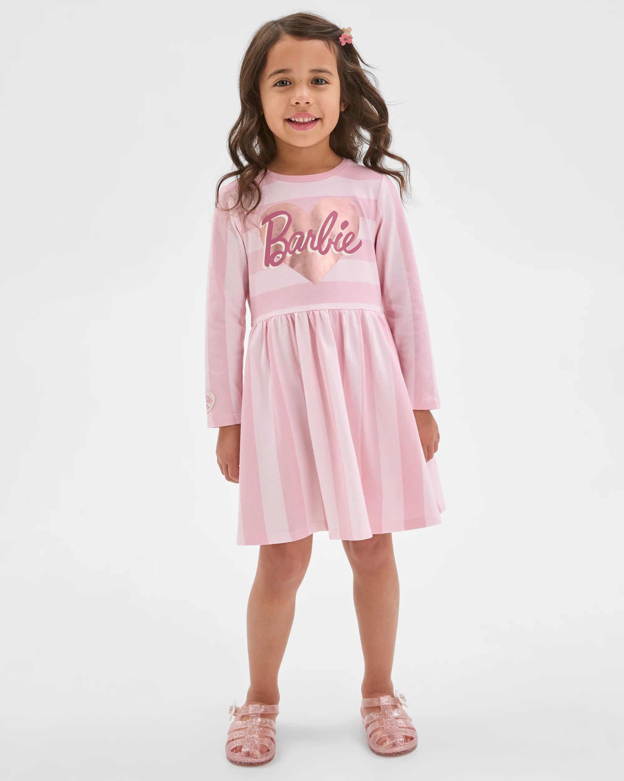 3 Barbie Australian Cotton Jersey Dress PINK STRIPE, 3 of 6