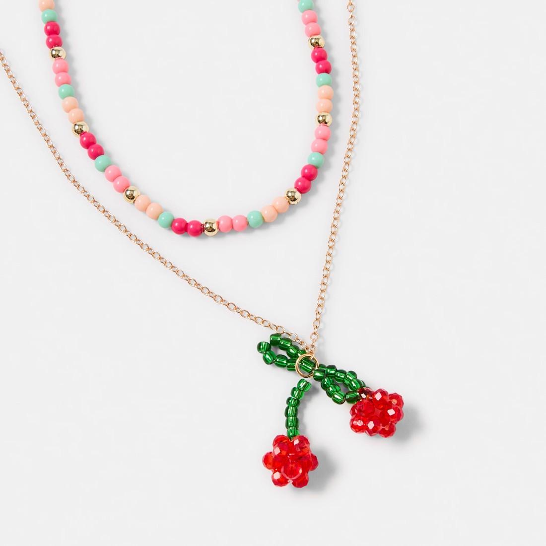 2 2 Pack Cherry Necklace Set - Red, Green and Gold Tone, 2 of 3