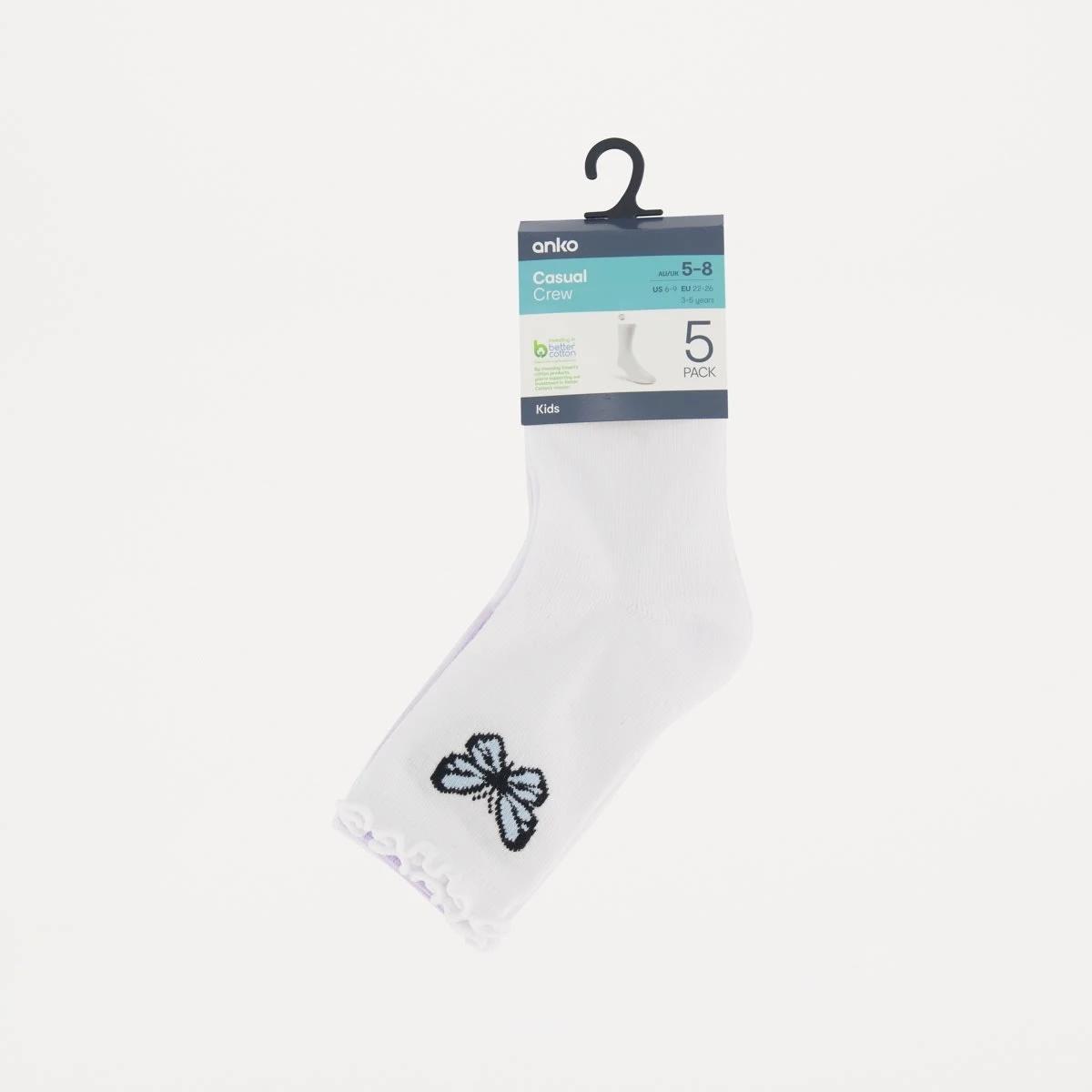 3 5 Pack Crew Socks Butterfly2, 3 of 3