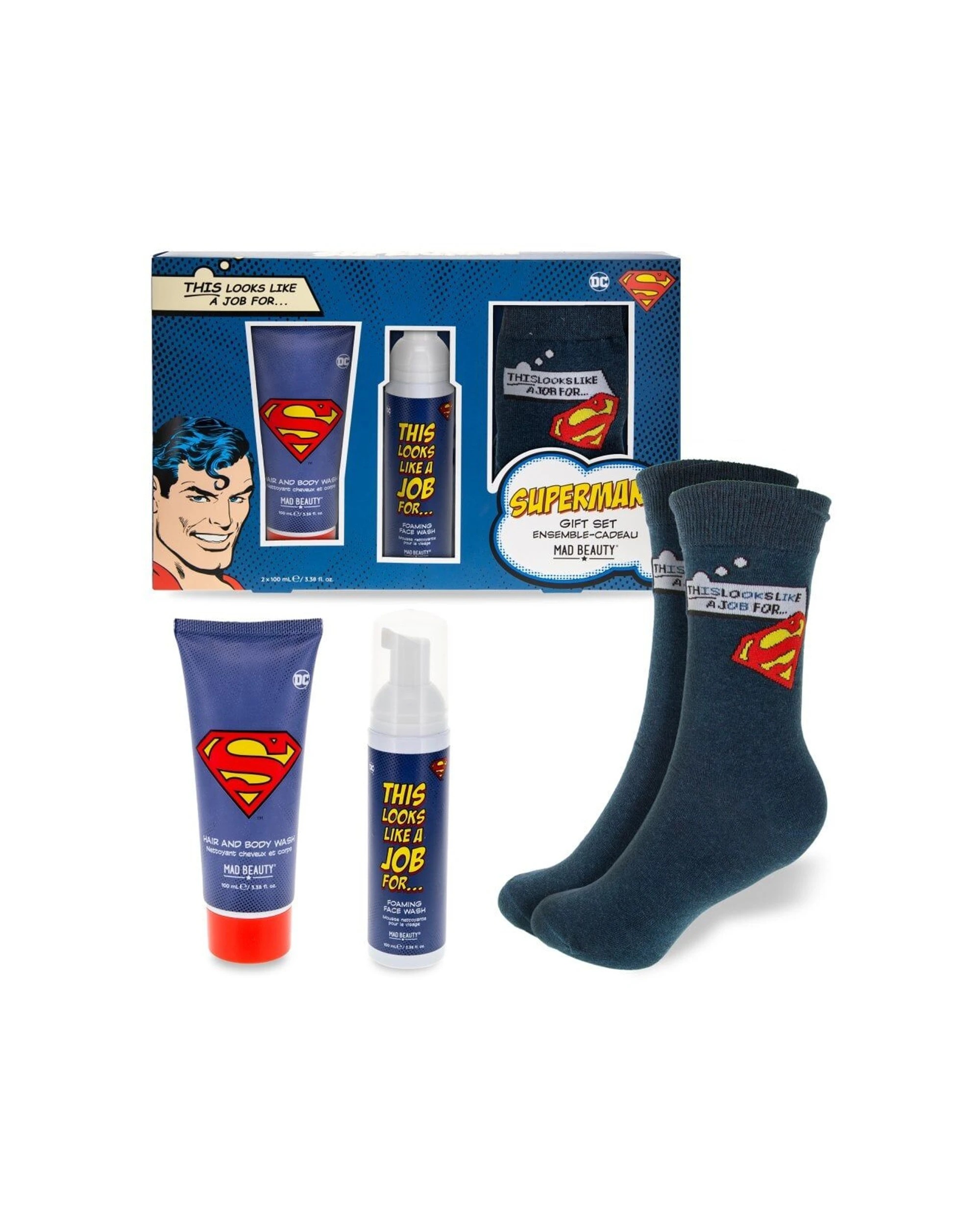 3 Warner Bros 2PK Superman Body Care and Sock Set 200ml Cedarwood and Lime - Multi, 3 of 4