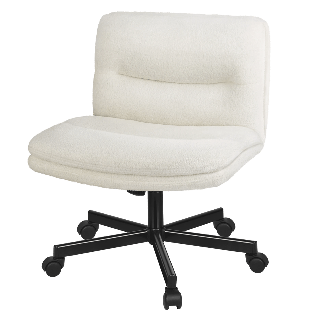1 Alfordson Desk Chair Office Computer Armless Wide Seat Mid Back Boucle - White, 1 of 7
