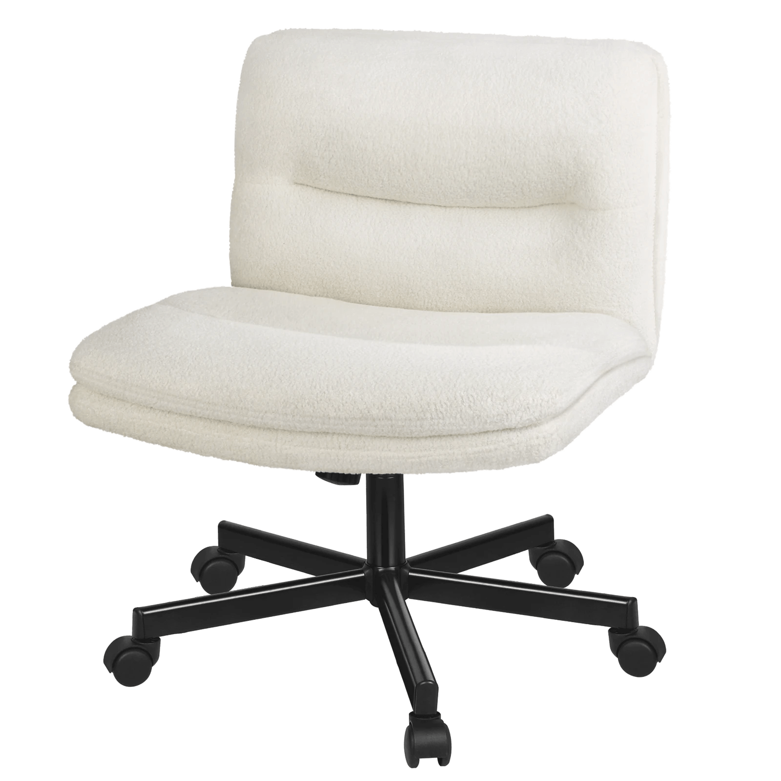 1 Alfordson Desk Chair Office Computer Armless Wide Seat Mid Back Boucle - White, 1 of 7