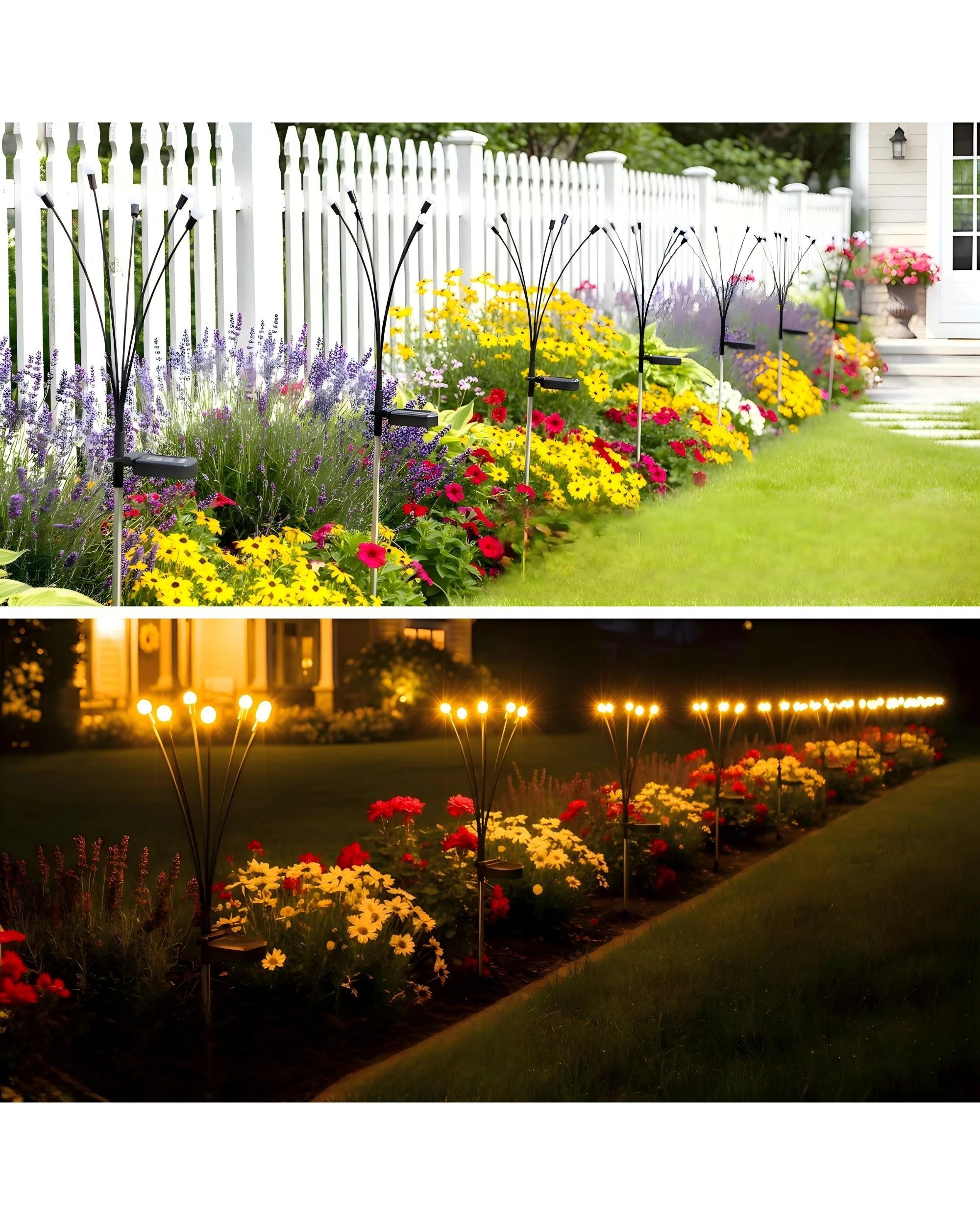 7 Advwin Solar Garden Lights 8 Pack Waterproof IP44 48 Led Warm Light - Black, 7 of 9