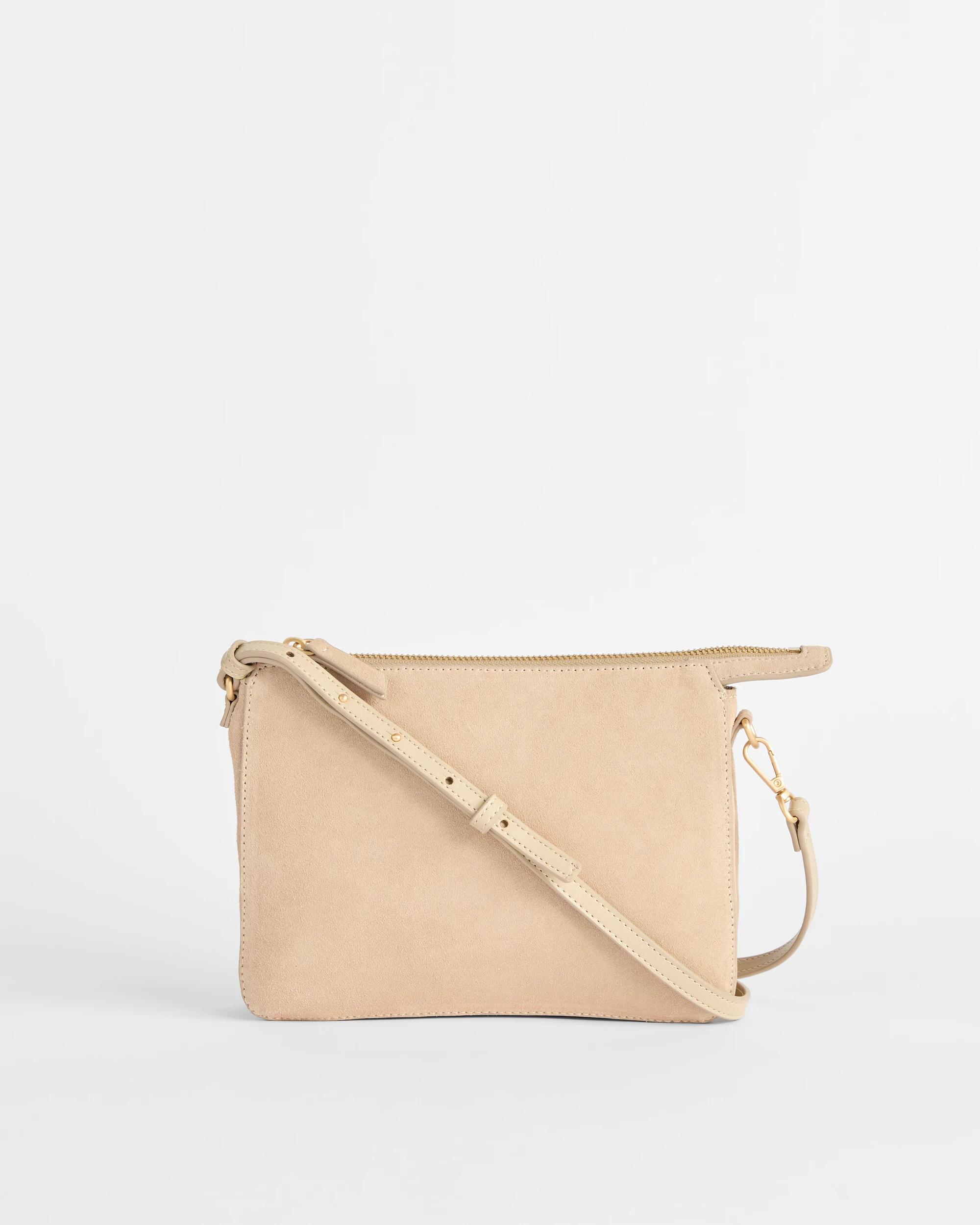 1 Target Premium Suede Leather Compartment Crossbody Bag SAND, 1 of 2