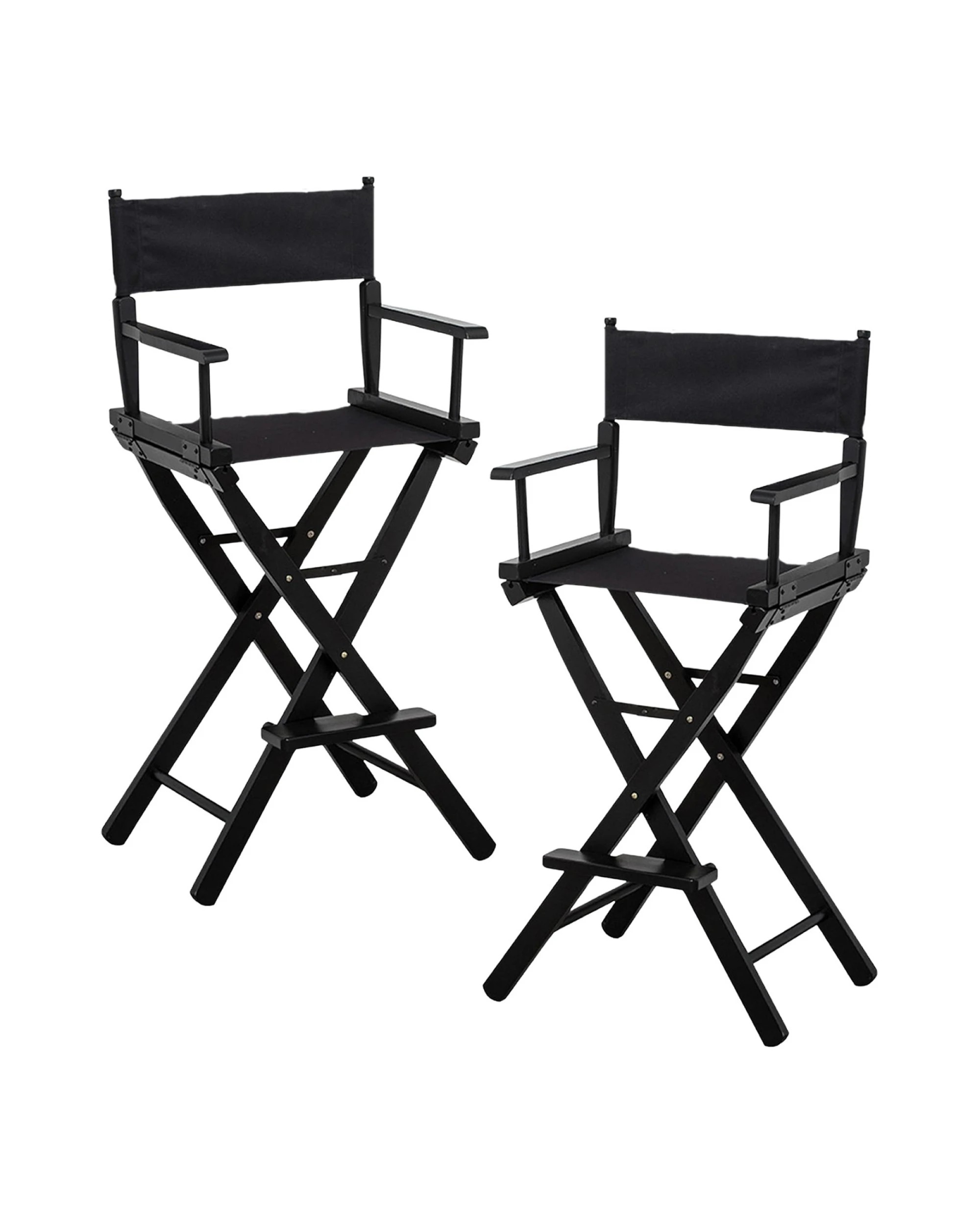 1 Sarantino Set of 2 Black Tall Directors Chair Beech Wood Frame with Canvas Seat, 1 of 6