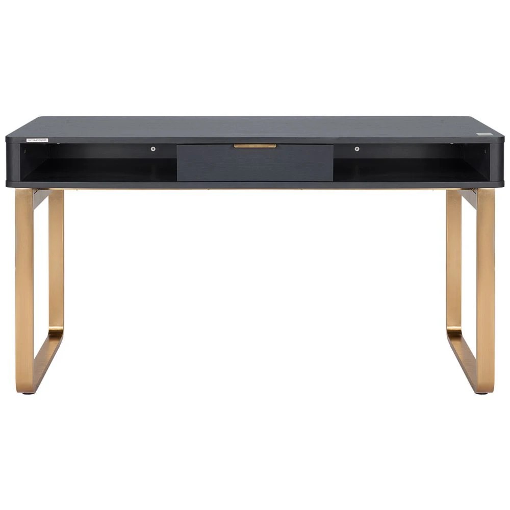 2 Stilford Herring Loop Leg 1400mm Desk Charcoal and Gold Desks, Tables and Workstations, 2 of 10