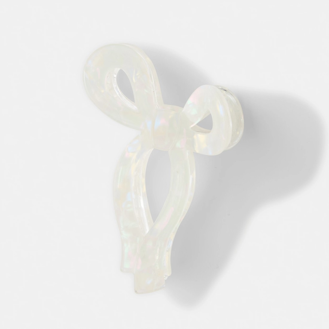 1 White Large Acetate Bow Claw Hair Clip, 1 of 3