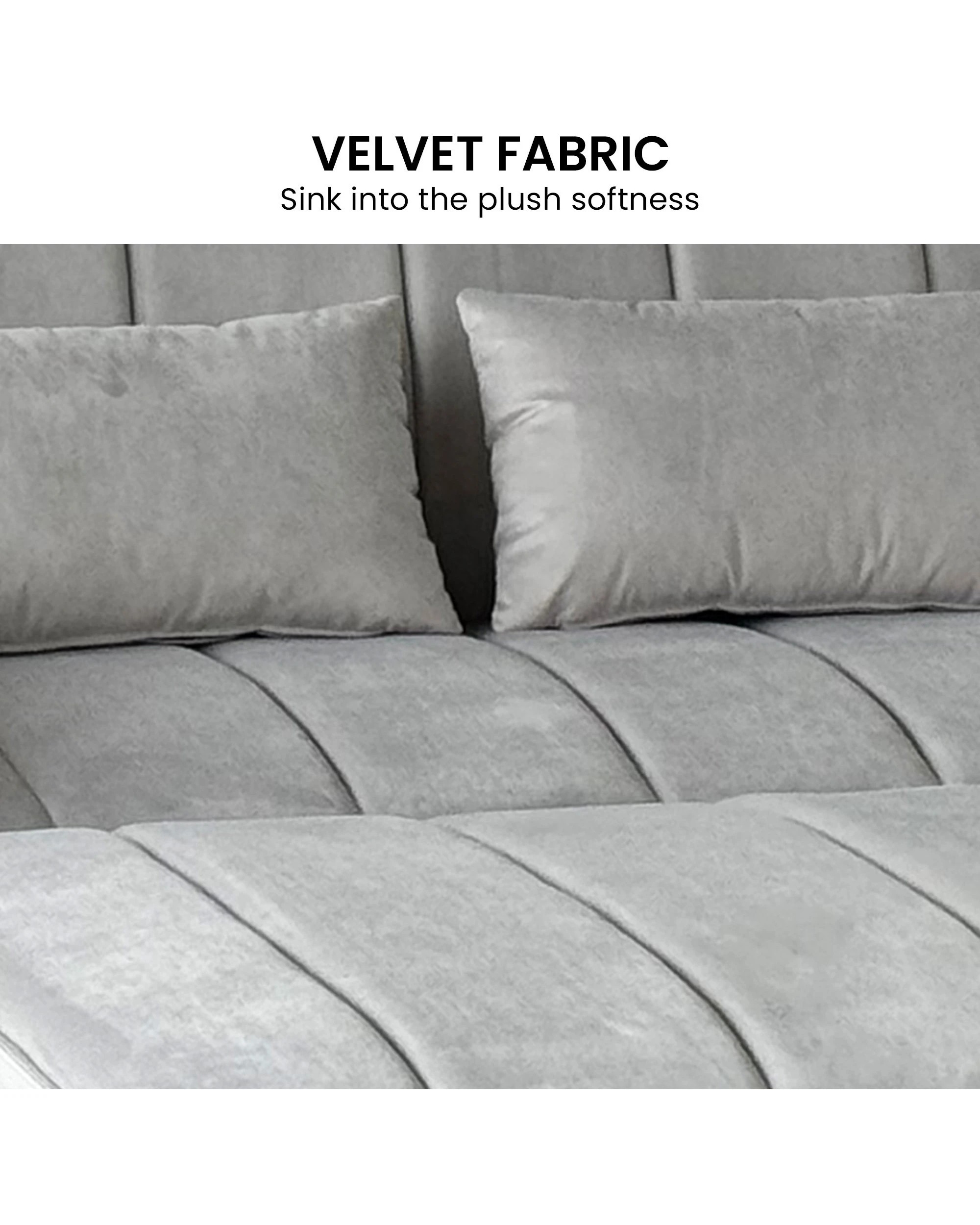 5 Sarantino Fenton Velvet 2-Seater Sofa Bed - Light Grey, 5 of 9