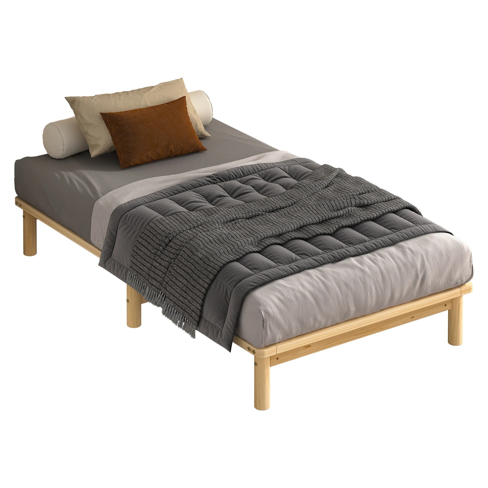 1 Alfordson Bed Frame Wooden Timber King Single Mattress Base Platform Basia - Natural, 1 of 10
