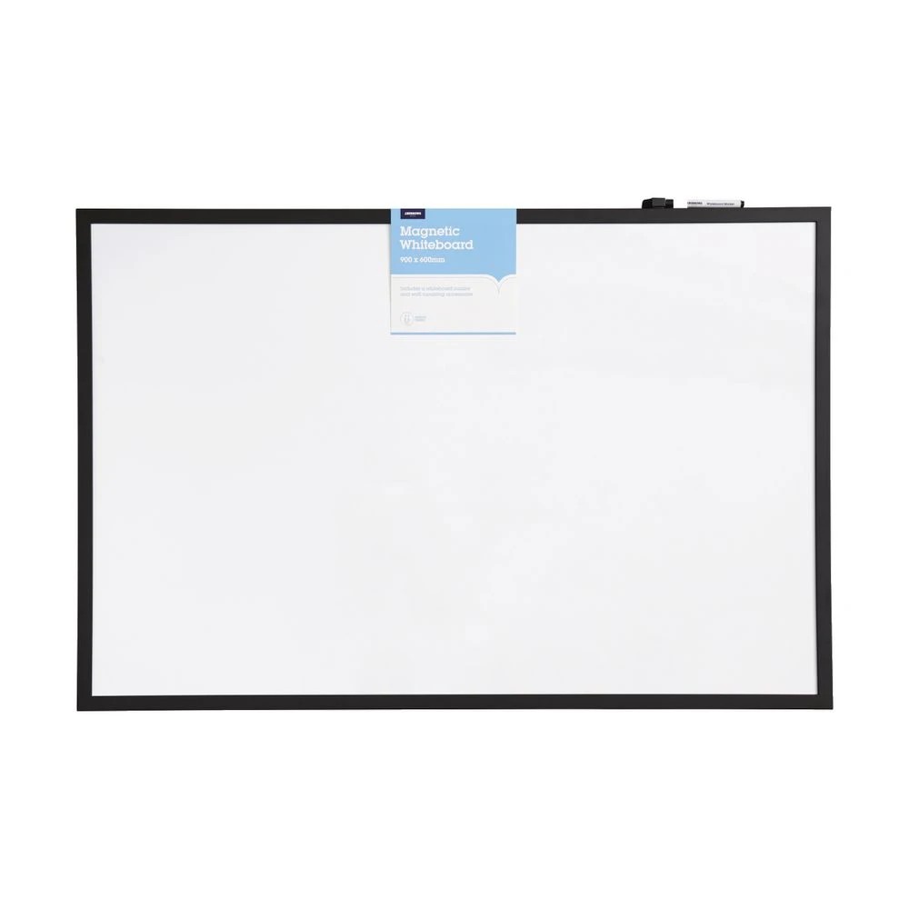 4 J.Burrows Magnetic Black Frame Whiteboard 900 x 600mm, 4 of 4