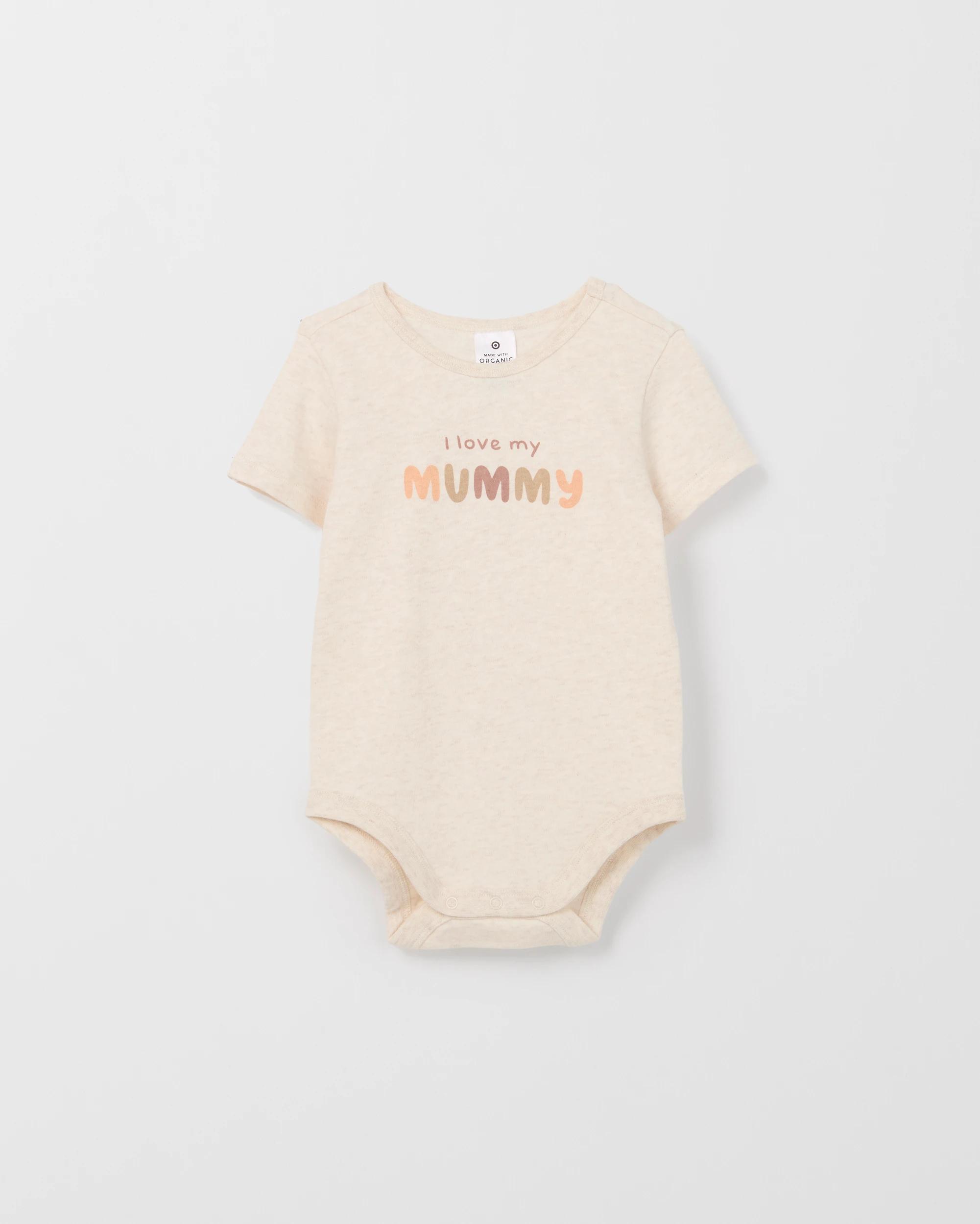 1 Target Baby Organic Cotton Short Sleeve Print Bodysuit OAT LOVE MUMMY, 1 of 2